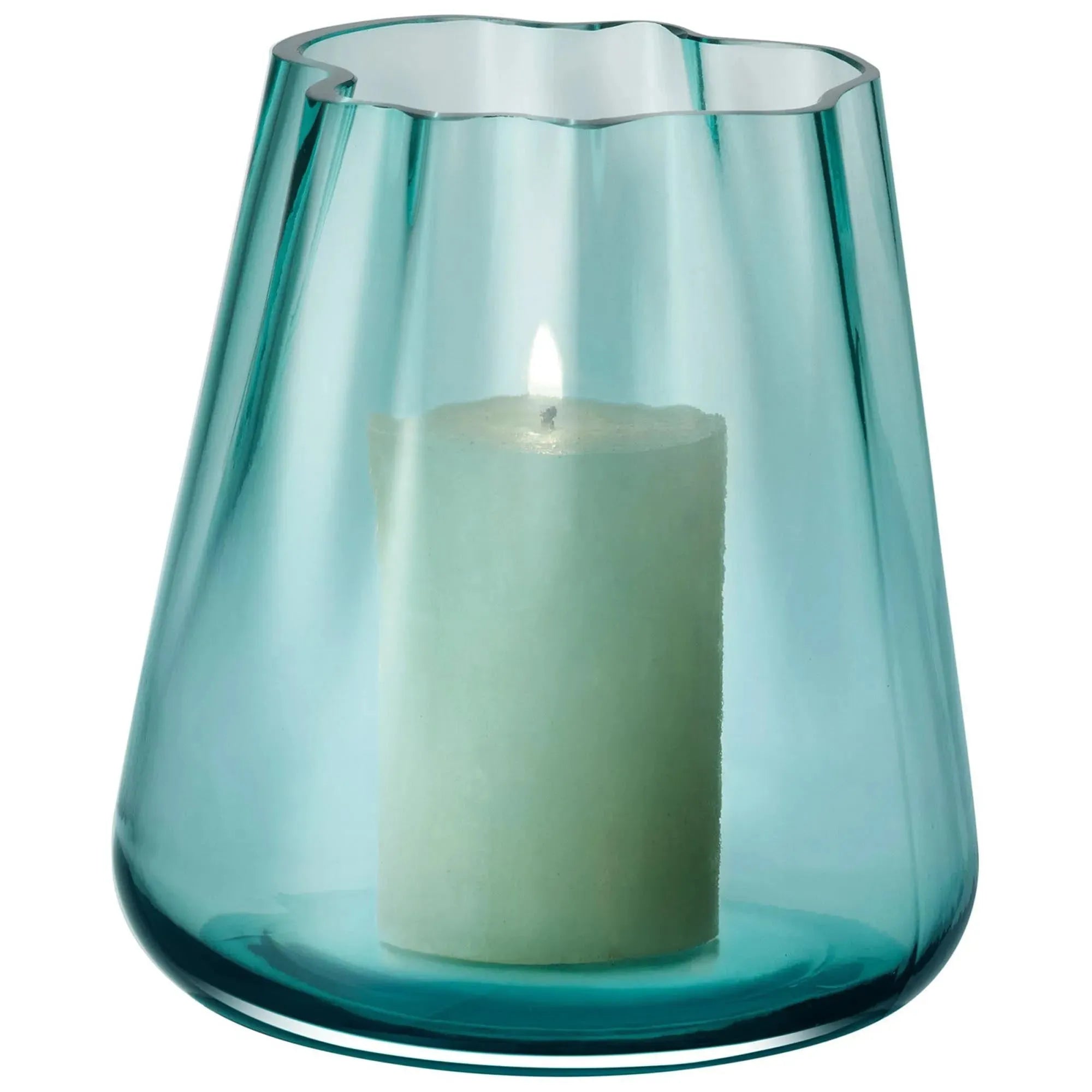 Die Lagoon Vase/Laterne in Meeresgrün von LSA ist ein elegantes, vielseitiges Accessoire aus Glas, ideal für Blumen oder Teelichter.