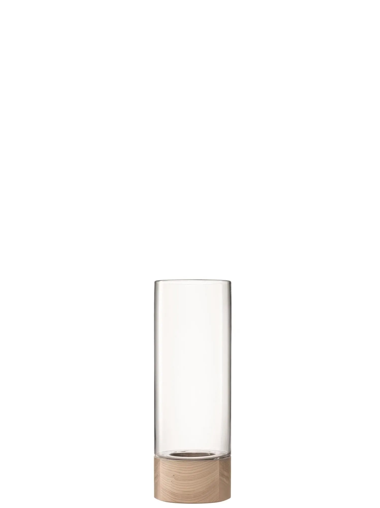 Elegante Lotta Vase aus Esche und klarem Glas, 62 cm hoch, ideal als Windlicht oder Blumenvase. Zeitloses Design von LSA.