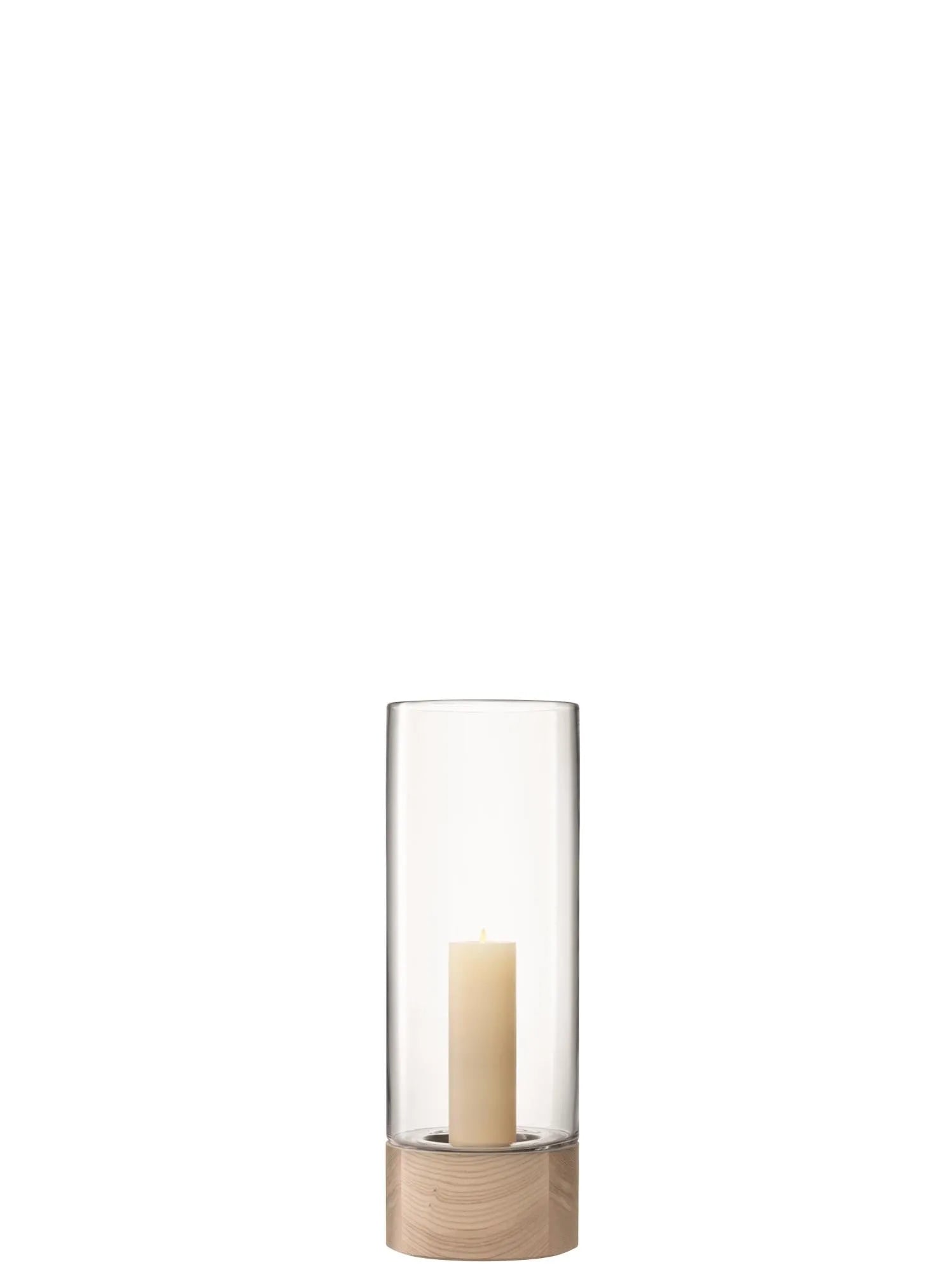 Lotta Vase Windlicht: Zeitloses Design aus Esche und klarem Glas, H62cm.