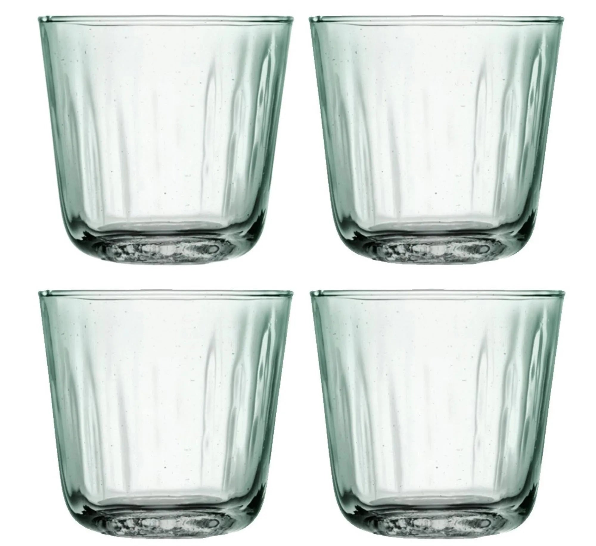 Stilvolles 4er Set Mia Becher (250ml) aus 100% recyceltem Glas. Einzigartige Optik, ideal für heiße und kalte Getränke.