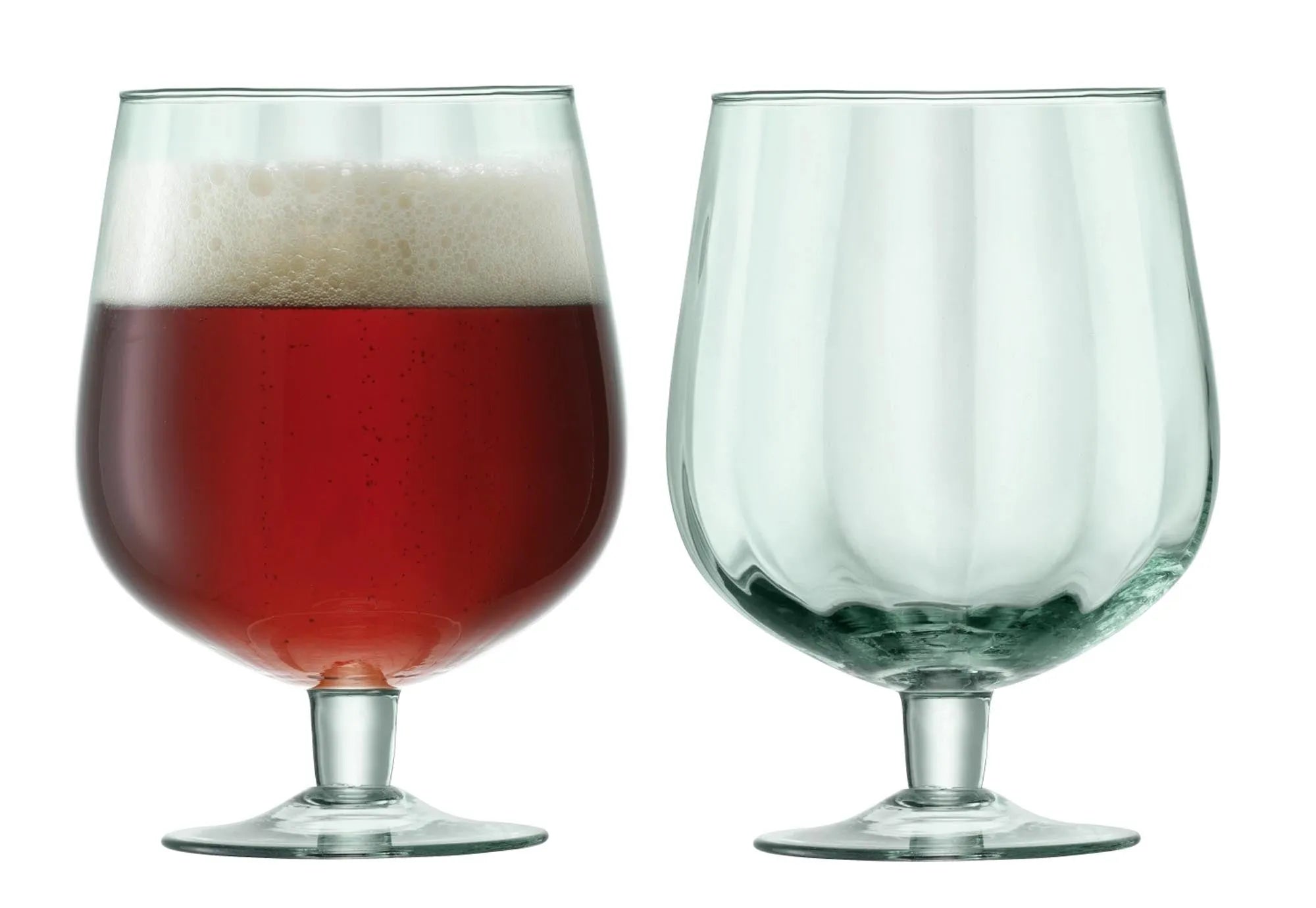 Elegantes 2er Set Mia Bierglas (750ml) aus 100% recyceltem Glas. Handgefertigt, einzigartig, ideal für stilvollen Biergenuss.