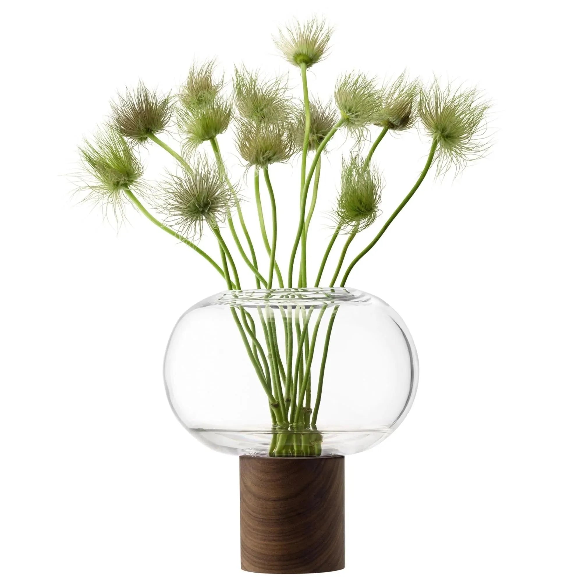 Zeitlose LSA Vase mit Walnussbasis für moderne Blumendekorationen.