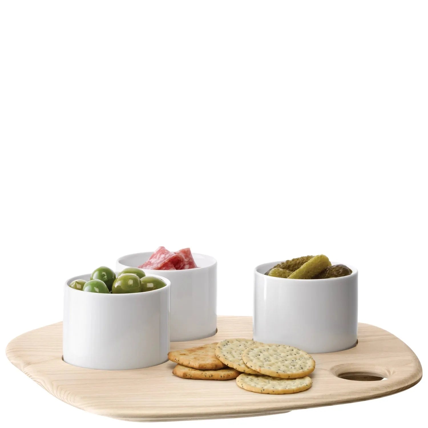 Stilvolles Tapas-Set mit Eschenbrett von LSA, ideal für Feinschmecker.