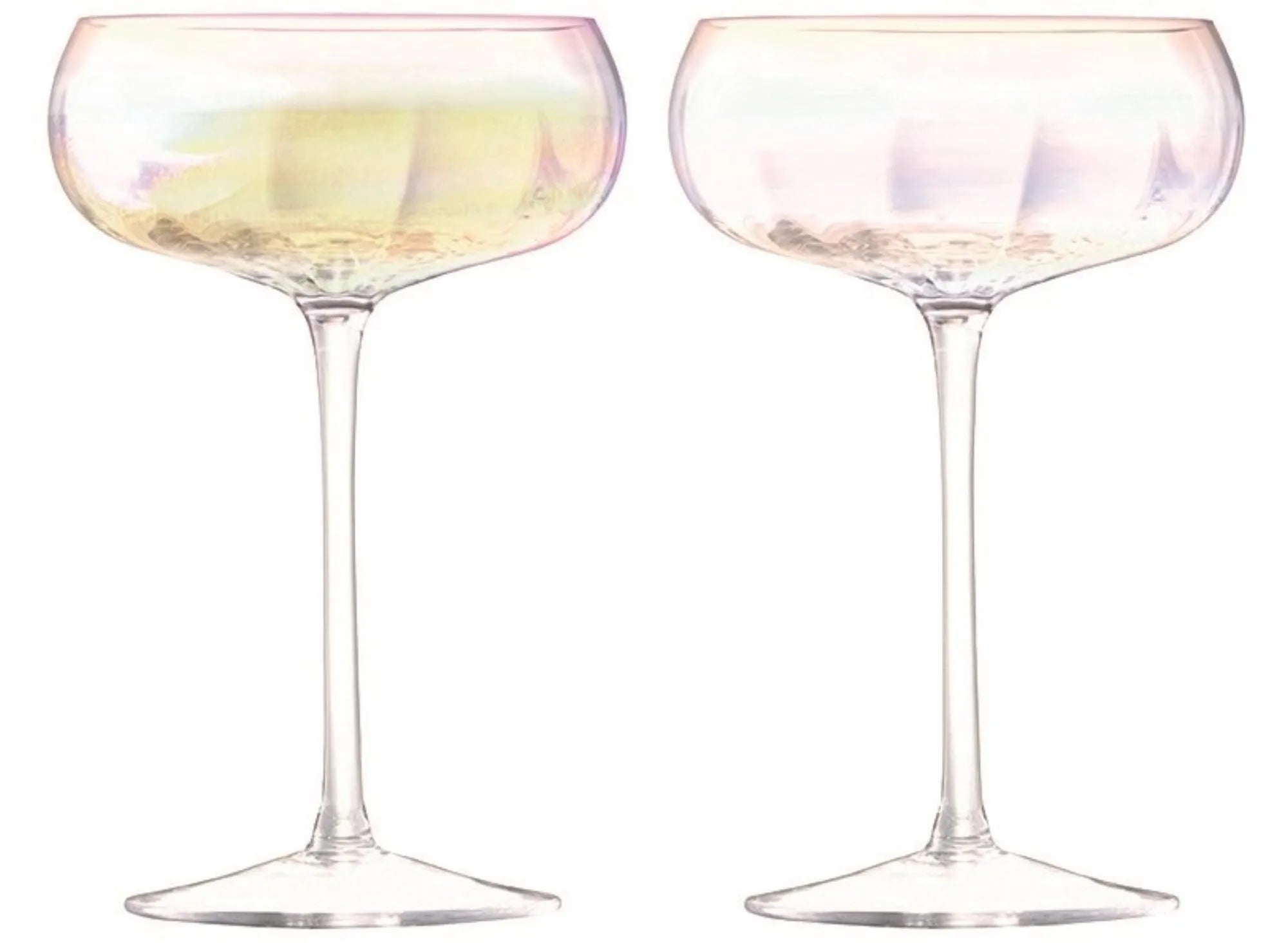 Elegante LSA Pearl Sektschalen (2er Set, 300ml) aus hochwertigem Glas mit perlmuttartigem Glanz, ideal für festliche Anlässe.