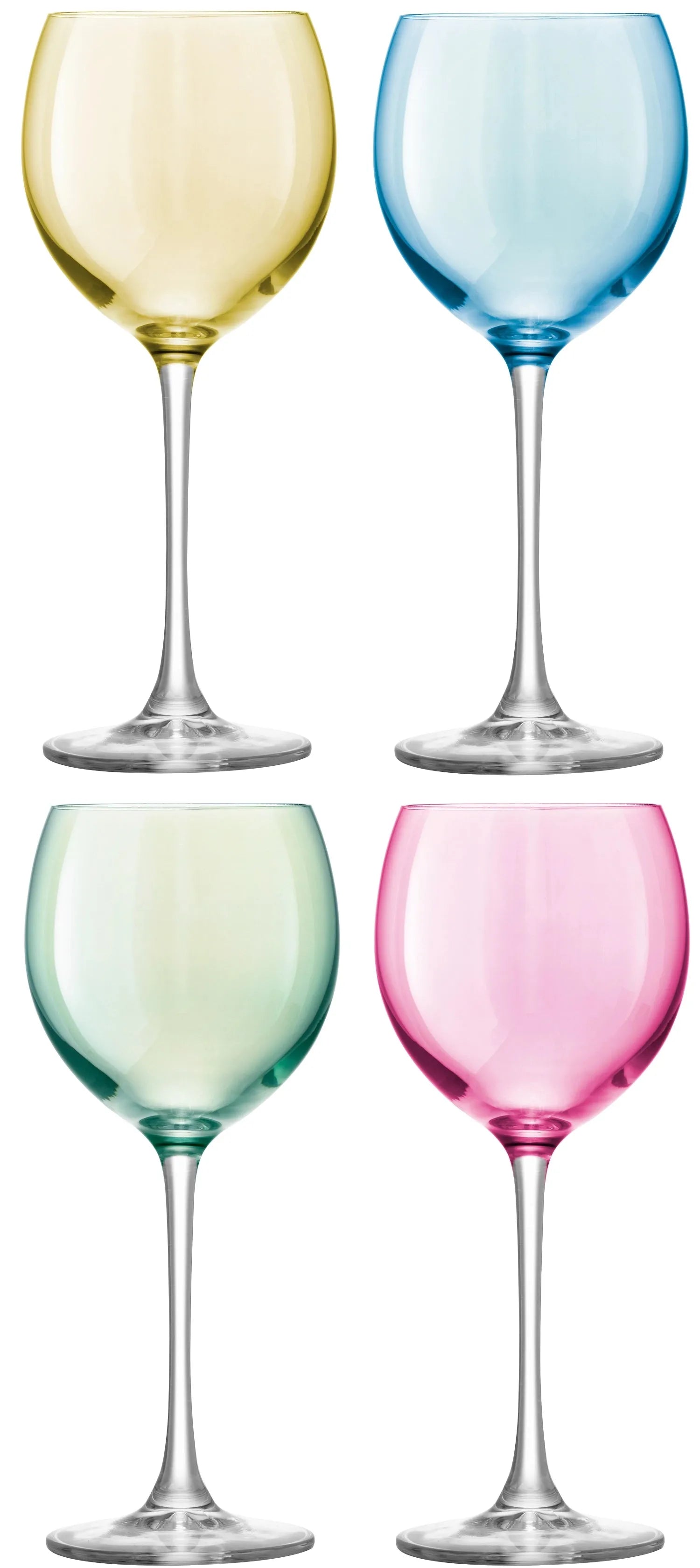 Elegante 4er Set Polka Weingläser in sanften Pastellfarben, 400ml, ideal für Wein und Sekt, aus hochwertigem Glas, stilvoll und vielseitig.