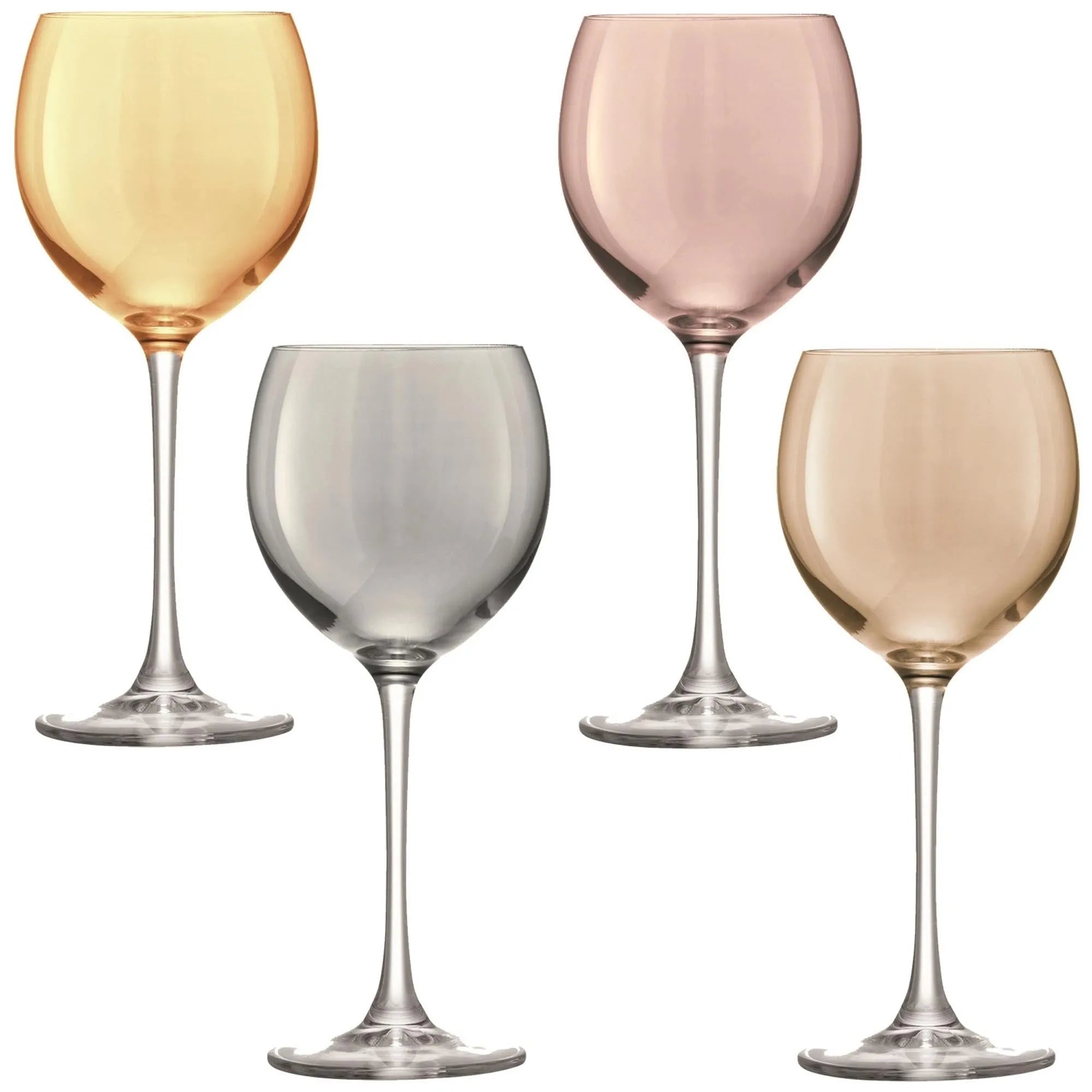 4er Set Polka Weinglas 400ml - metall assort., Wein- & Sektglas, KAQTU Design