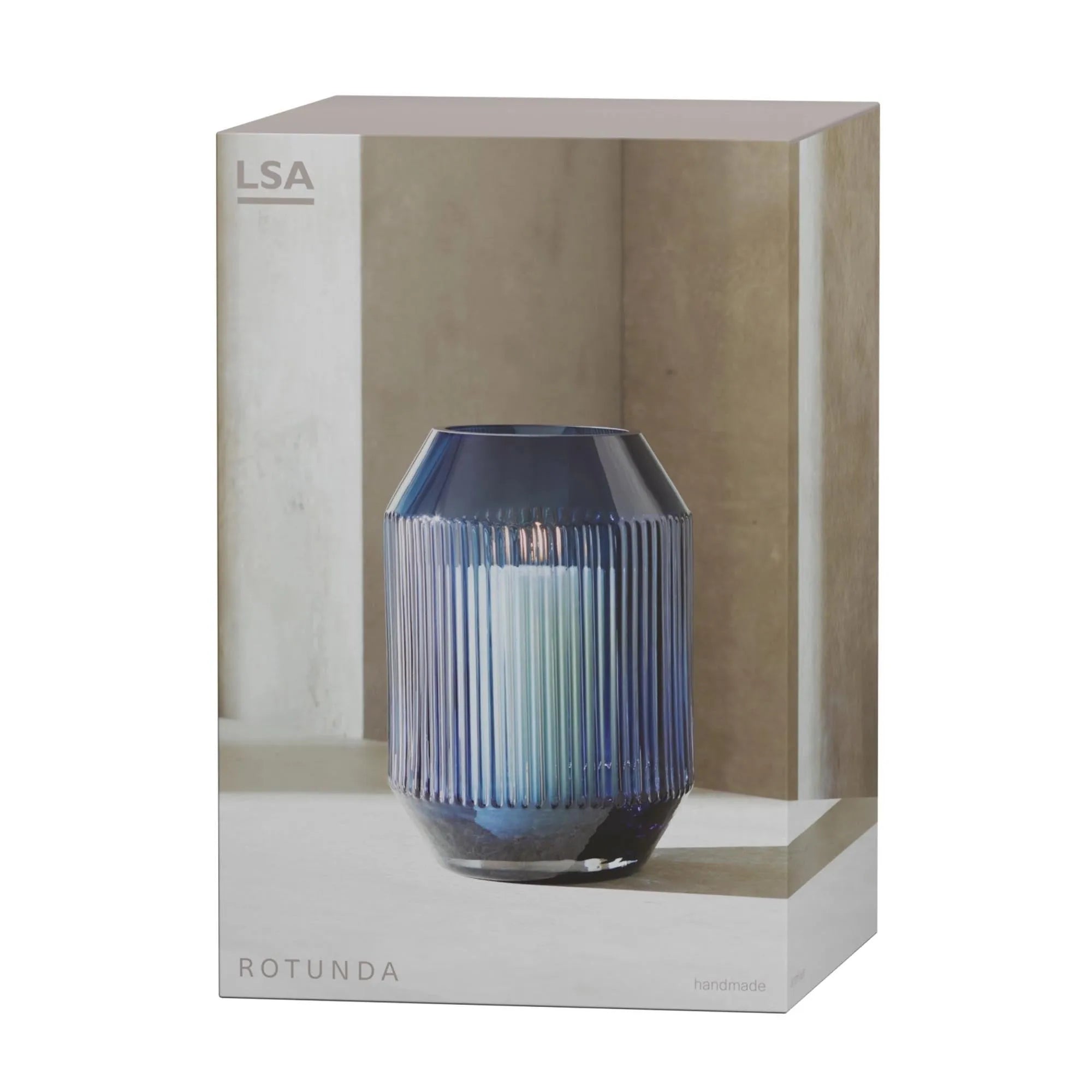 Stilvolle LSA Rotunda Vase H26cm in saphirblau für modernes Ambiente.