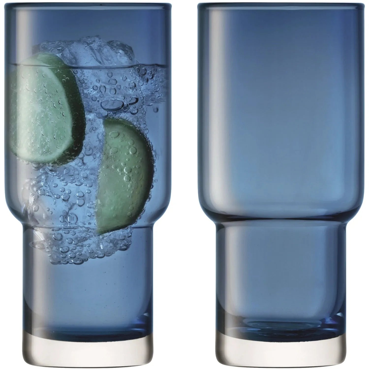 Elegantes 2er Set Longdrinkgläser in saphirblau, 390ml, von LSA. Hochwertig, spülmaschinenfest, ideal für Cocktails und Limonaden.