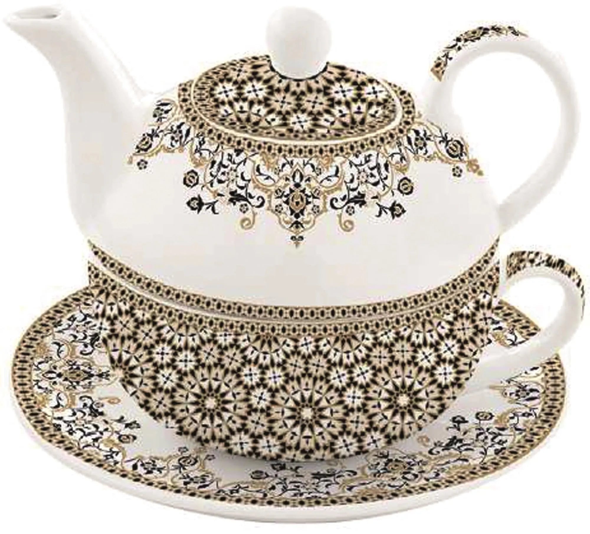 Elegantes Teeset aus Porzellan: 350ml Teekanne & Tasse, zeitloses Design, hervorragende Wärmeisolierung, spülmaschinenfest.