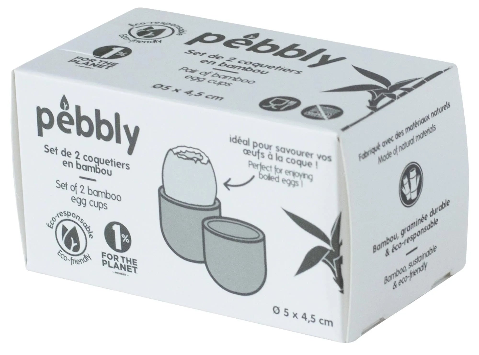 Stilvolle Pebbly Eierbecher aus Bambus, perfekt für Ihr Frühstück.