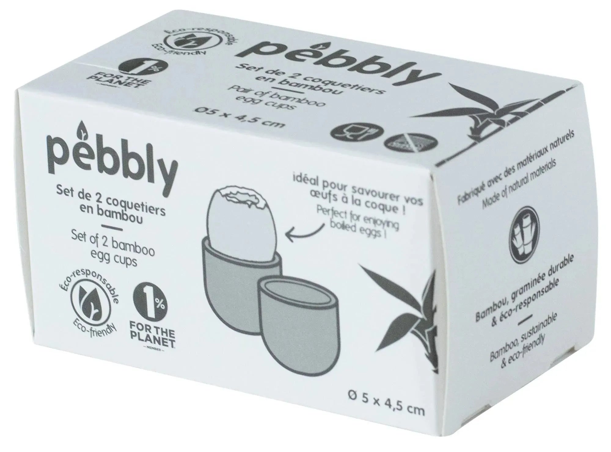 2er Set Pebbly Eierbecher, Bambus, D5 x 4.5cm - KAQTU Design