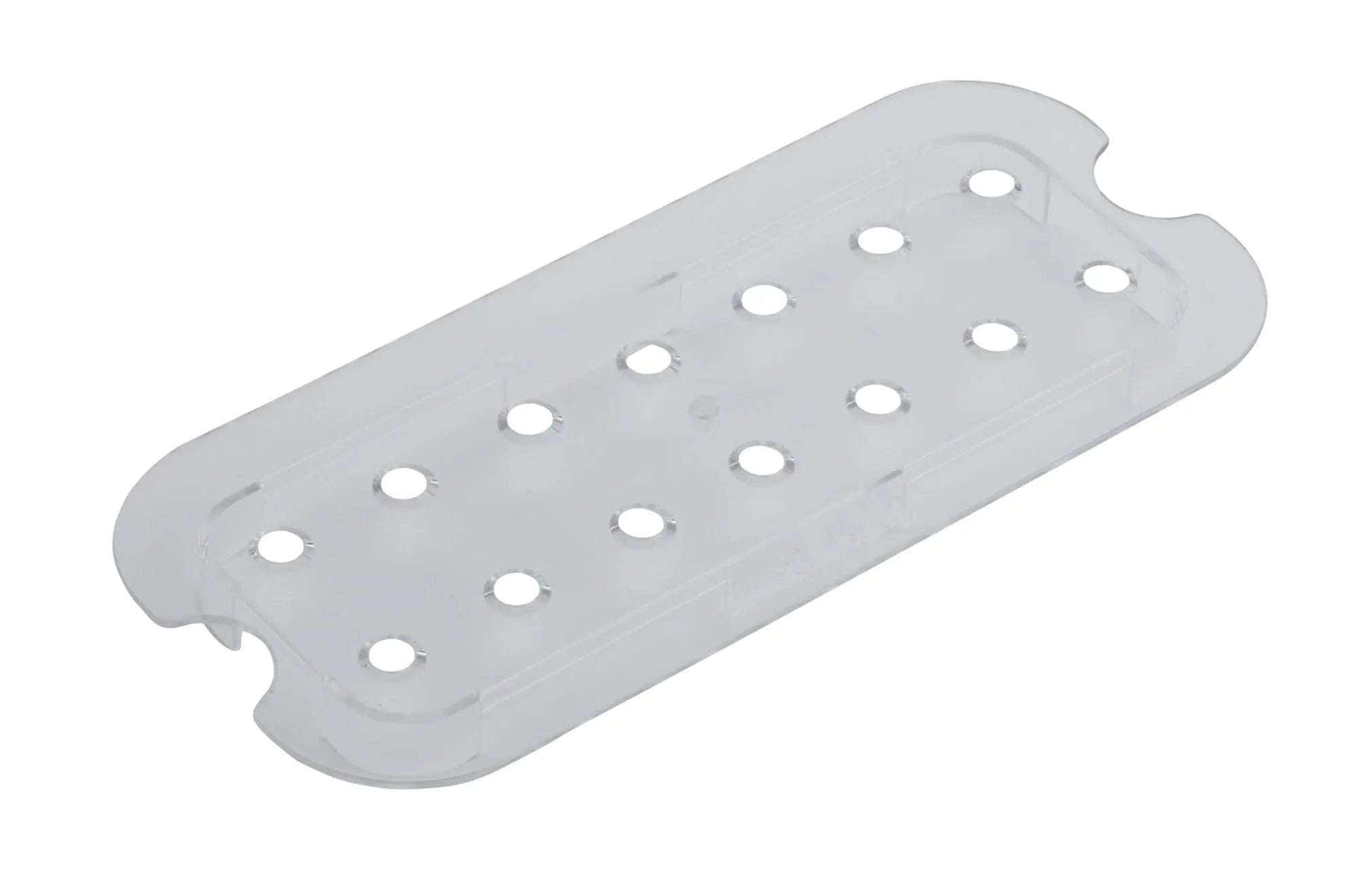 Robuster GN Einlageboden 1/4 aus Polycarbonat, 19.8x10.1cm, H2.5cm, ideal für Gastronomie: schlagfest, temperaturbeständig, hygienisch.