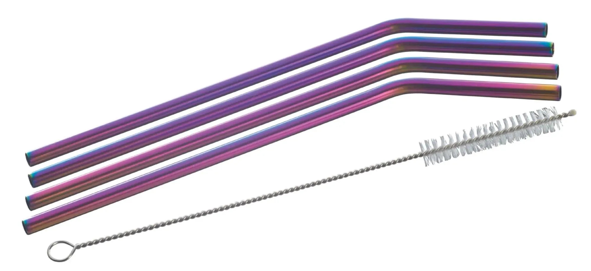 4er Trinkhalme 21cm D0.6 gebogen Edelstahl farbig mit Bürste - KAQTU Design