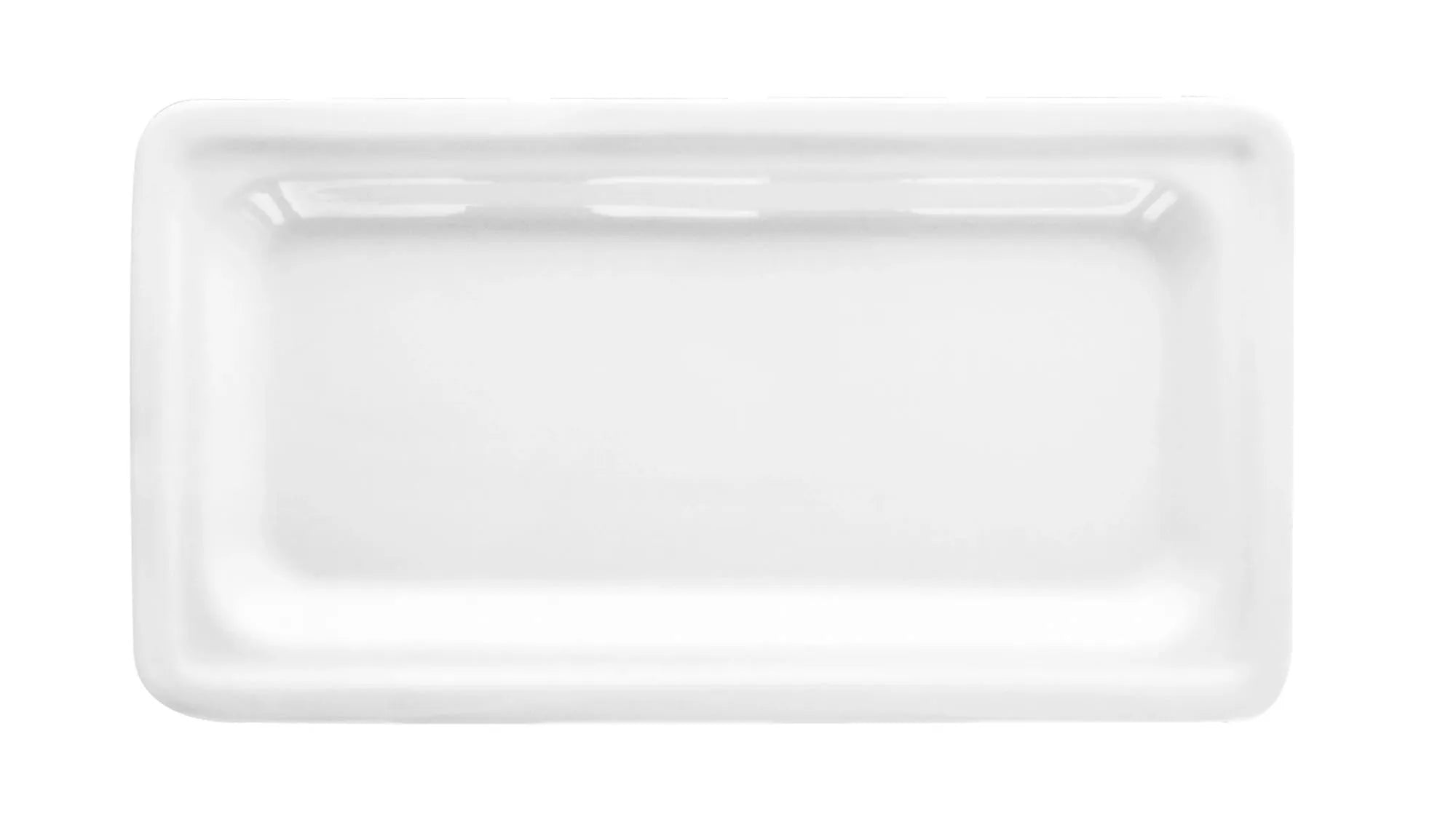 Elegante GN Schalen aus Hartporzellan, 32.5x17.6cm, ideal für Buffets. Robust, spülmaschinenfest, stapelbar, vielseitig einsetzbar.