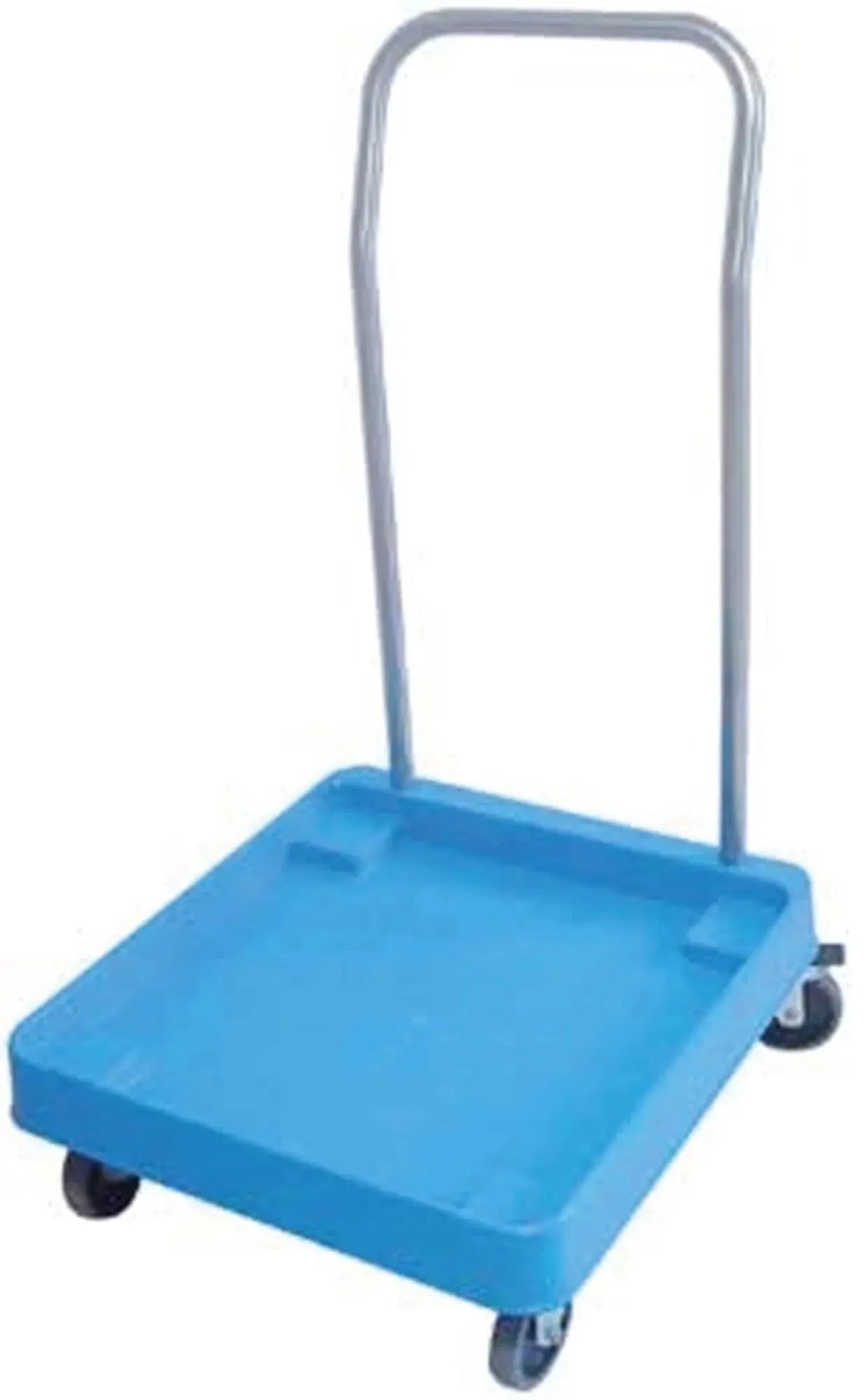 Praktischer Geschirrkorb Rollwagen in Blau, 57.5x54.5x21cm, H92cm, aus Edelstahl & Polypropylen, mobil mit Griff, ideal für Küche.