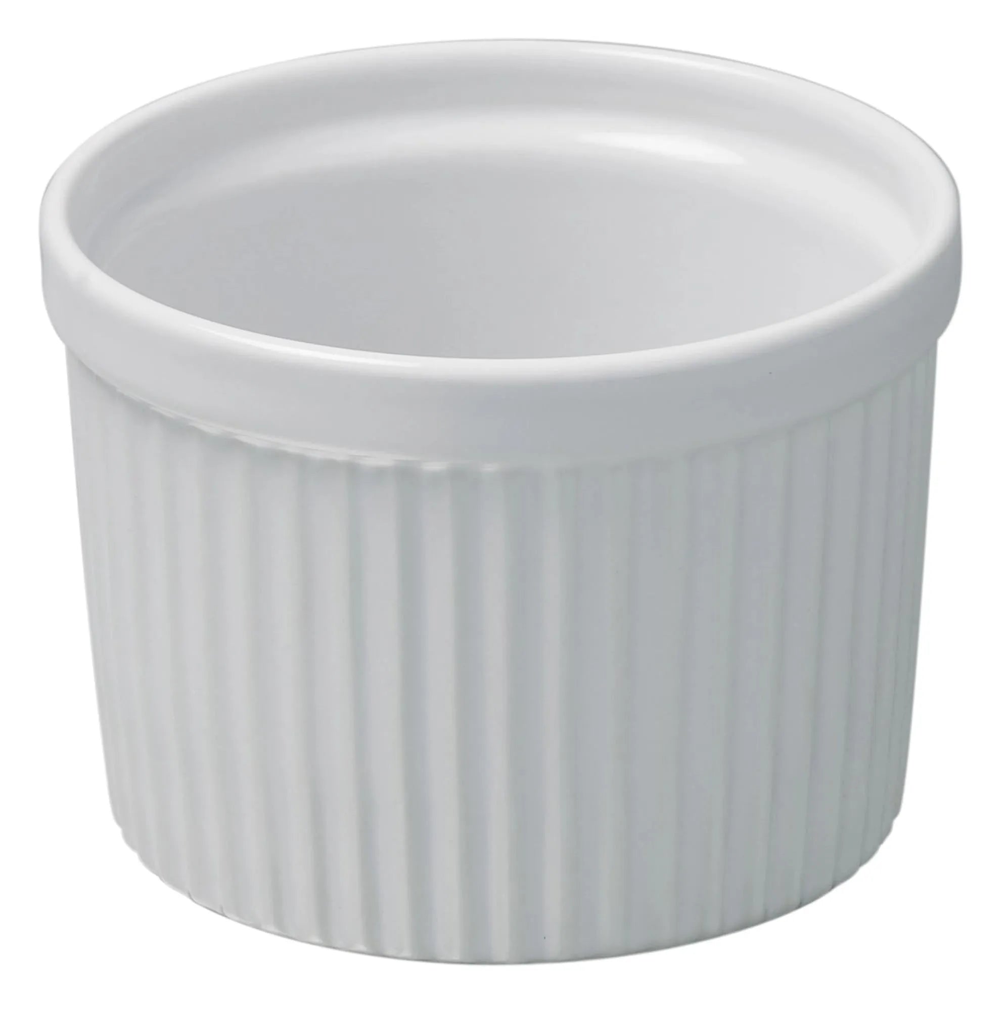 Elegante, weiße Souffléform (Ø 9 cm) von Revol aus Porzellan, ideal für individuelle Soufflés, spülmaschinenfest und vielseitig einsetzbar.