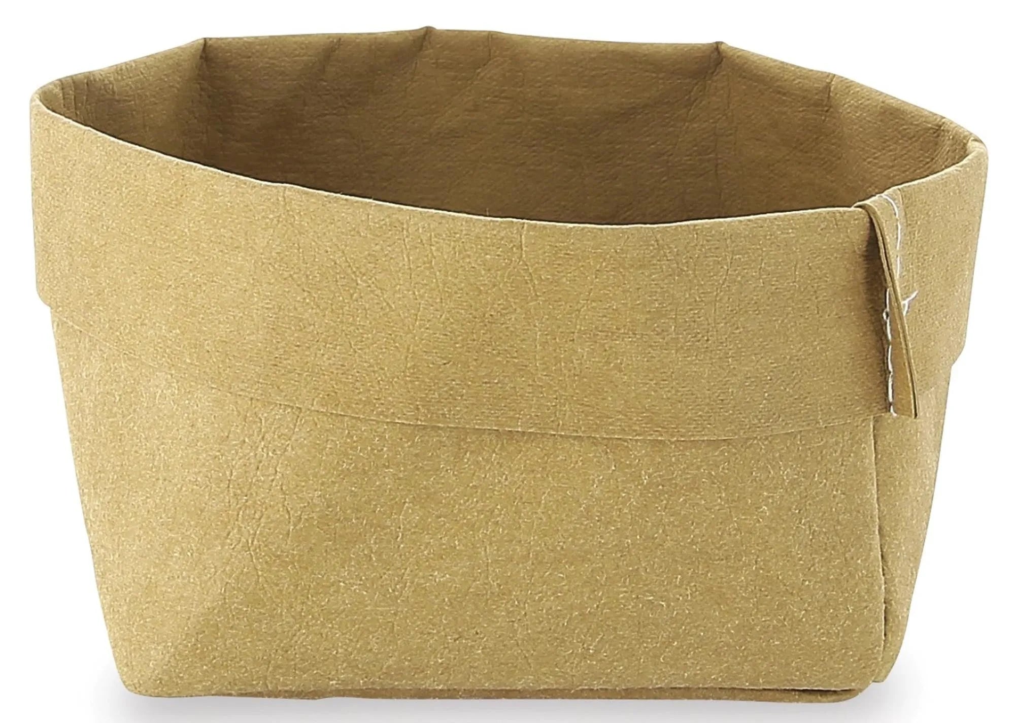 Stilvolle, beige Brottasche (12x12x9 cm) von Revol: Praktisch, umweltfreundlich, ideal für frisches Brot unterwegs.