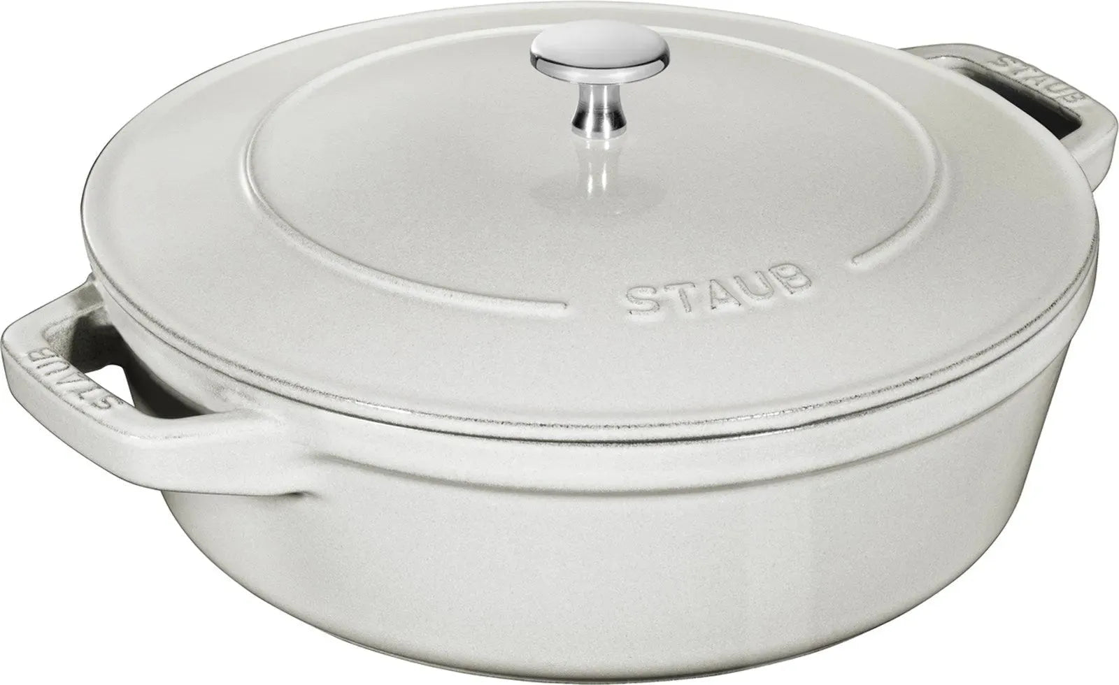 Elegante Staub Cocotte 24 cm, 4-tlg., Weißer Trüffel, stapelbar.