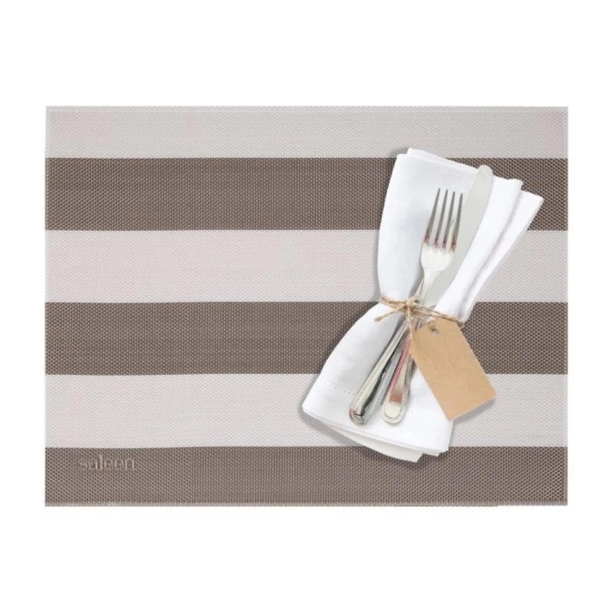 Tischset Stripes, eckig, beige, weiss, 32x42cm - KAQTU Design