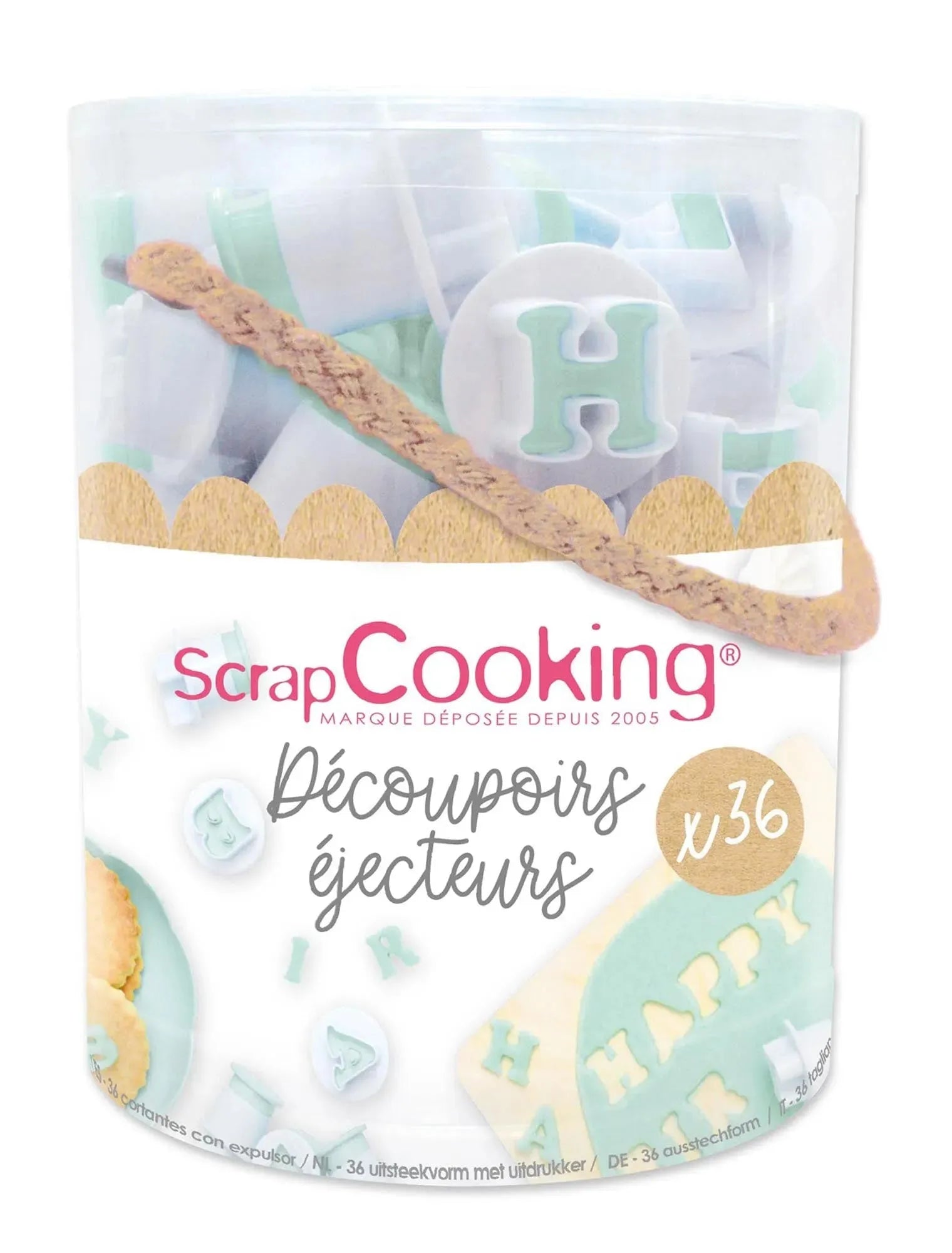 36-tlg. Stempelschneider-Set von Scrap Cooking: Kreative Buchstaben & Zahlen für individuelle Backkunst. Ideal für Feiern & Geschenke!