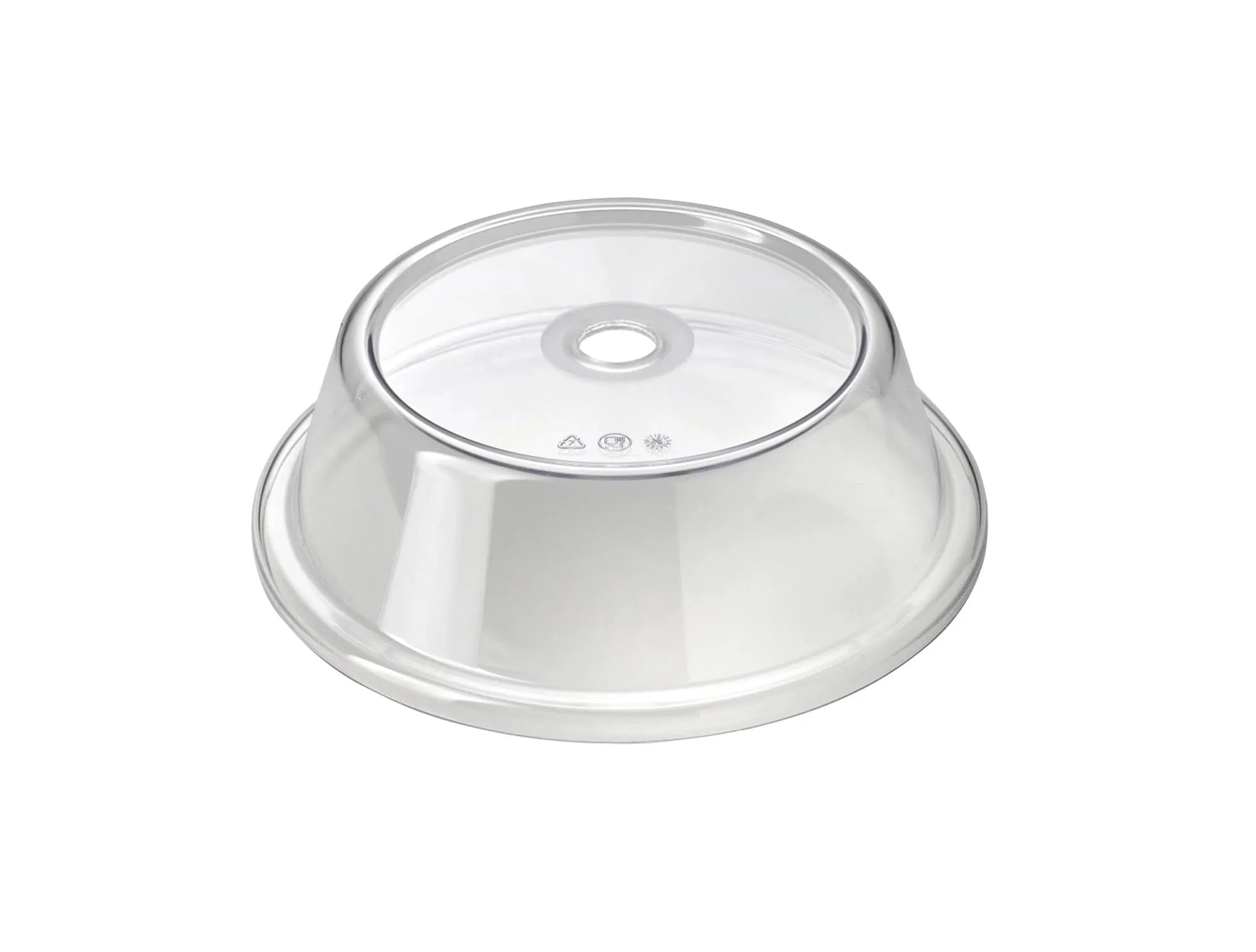 Transparente 22cm Teller Cloche aus robustem SAN, ideal für Gastronomie. Optimale Präsentation und Frische durch Luftzirkulation.