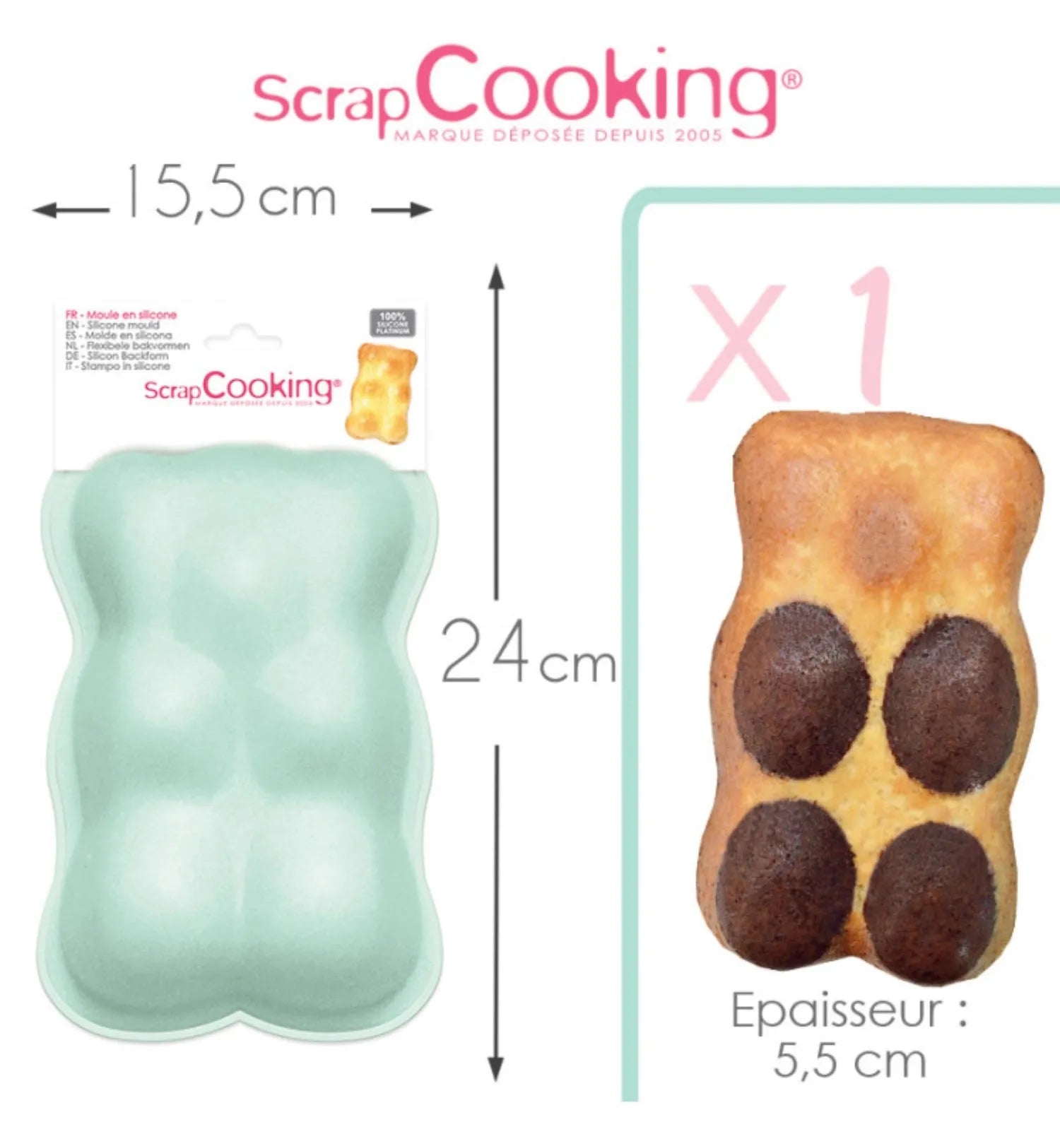 Perfekte Bärenkuchen mit der großen Silikonform von Scrap Cooking.