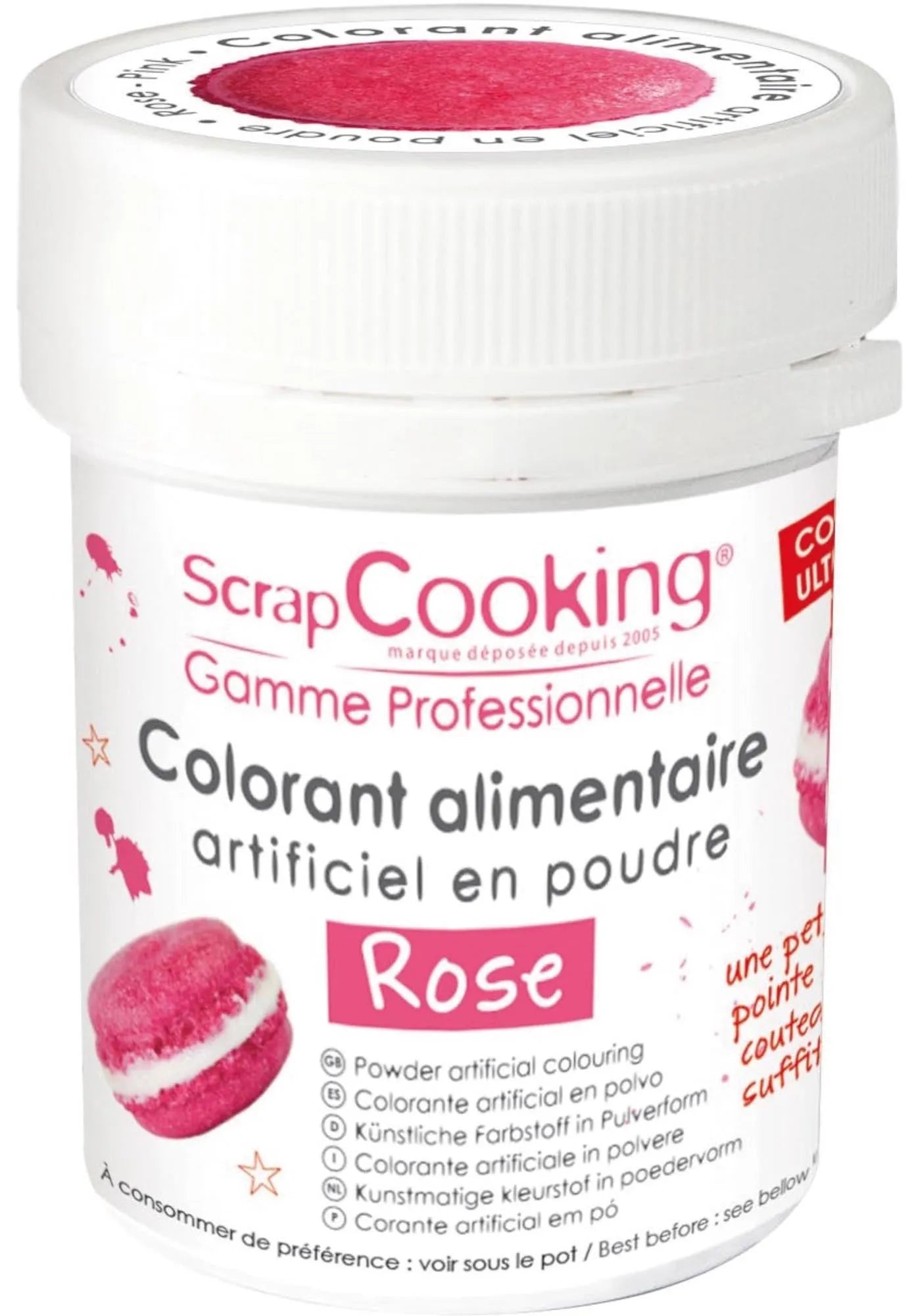 Rosa Farbpulver 5g von Scrap Cooking: Intensiv, vegan, glutenfrei. Perfekt für Backwaren, Desserts, Cremes und Getränke.