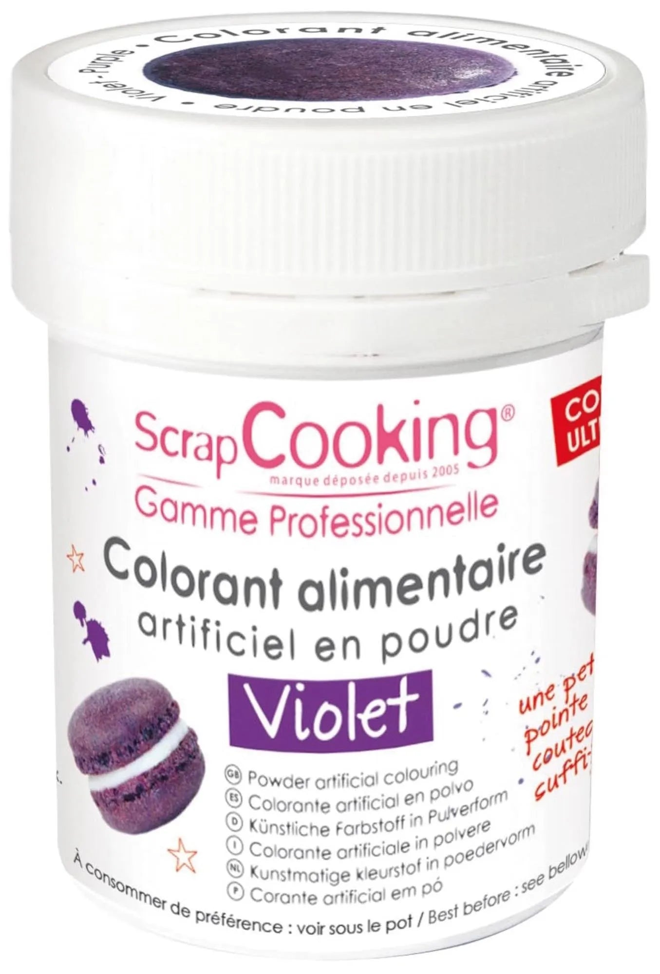 Violettes Lebensmittelfarbpulver von Scrap Cooking: 5g, intensiv, geschmacksneutral, vegan. Perfekt für Torten, Cupcakes & Desserts.