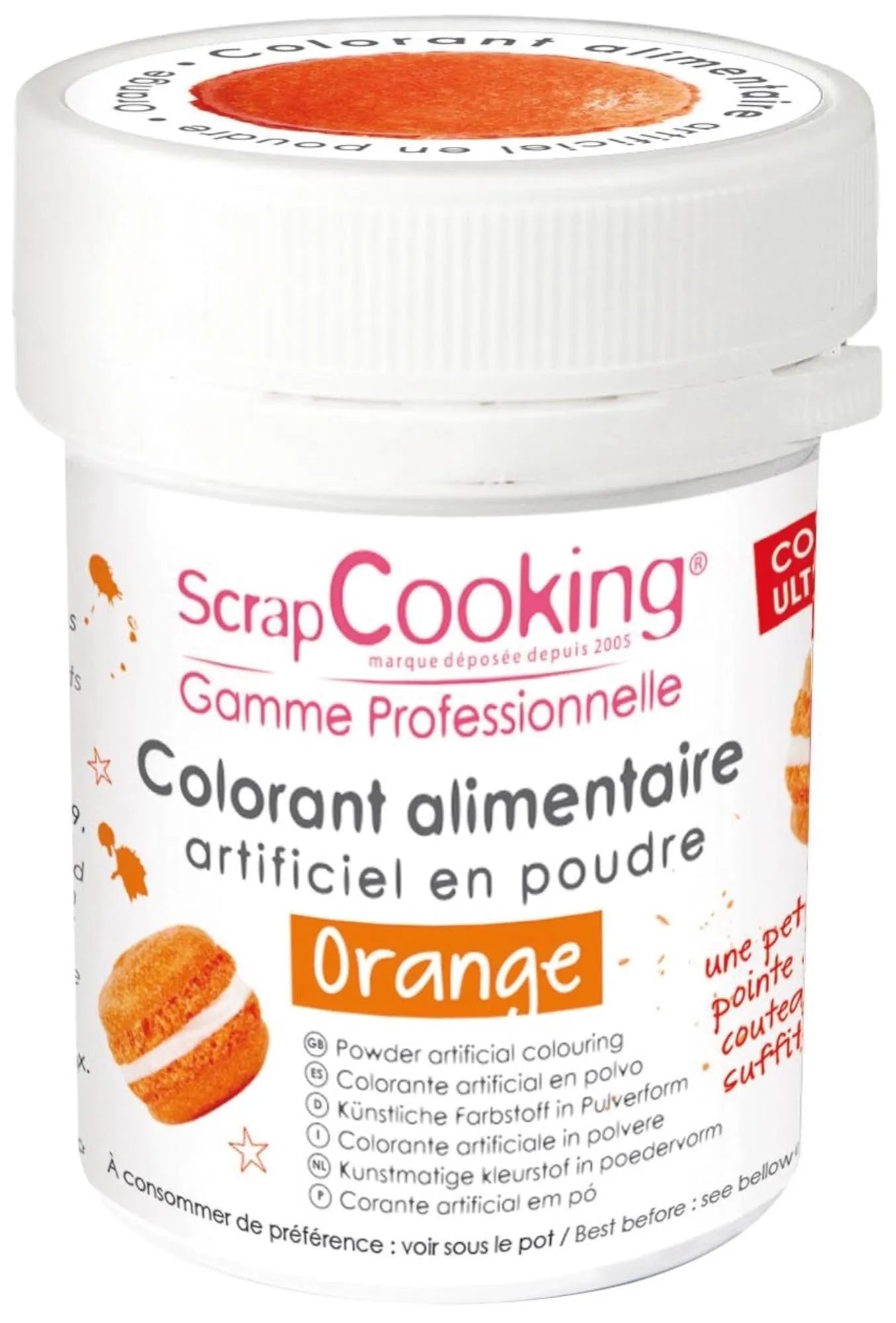 Leuchtendes Orange: 5g Farbpulver von Scrap Cooking für kreative Küche.