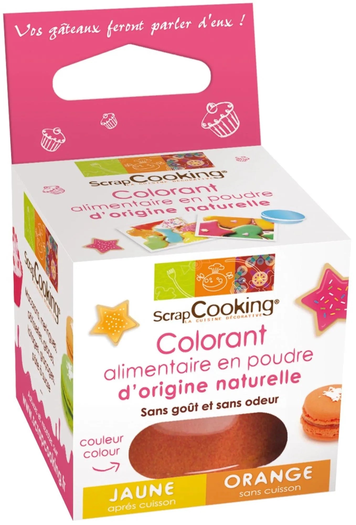 Scrap Cooking Natur Farbpulver orange: 10g veganes, glutenfreies Pulver für intensive, natürliche Farben in Backwaren und Desserts.