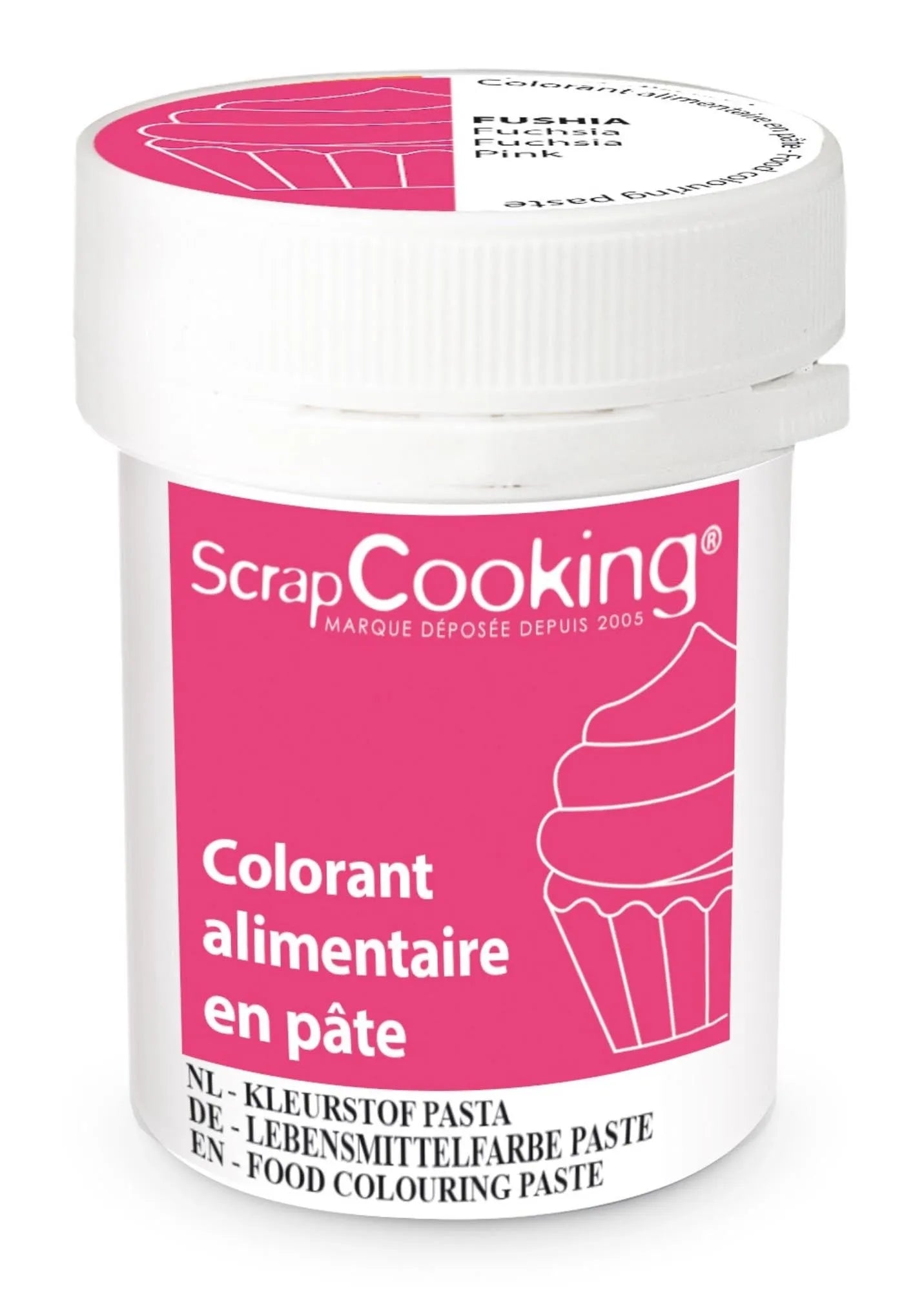 Lebensmittelfarbe Paste Fuchsia 20g von Scrap Cooking: Intensiv, ergiebig, ideal für Kuchen, Torten, Cupcakes. Hochwertig, lebensmittelecht, kreativ.