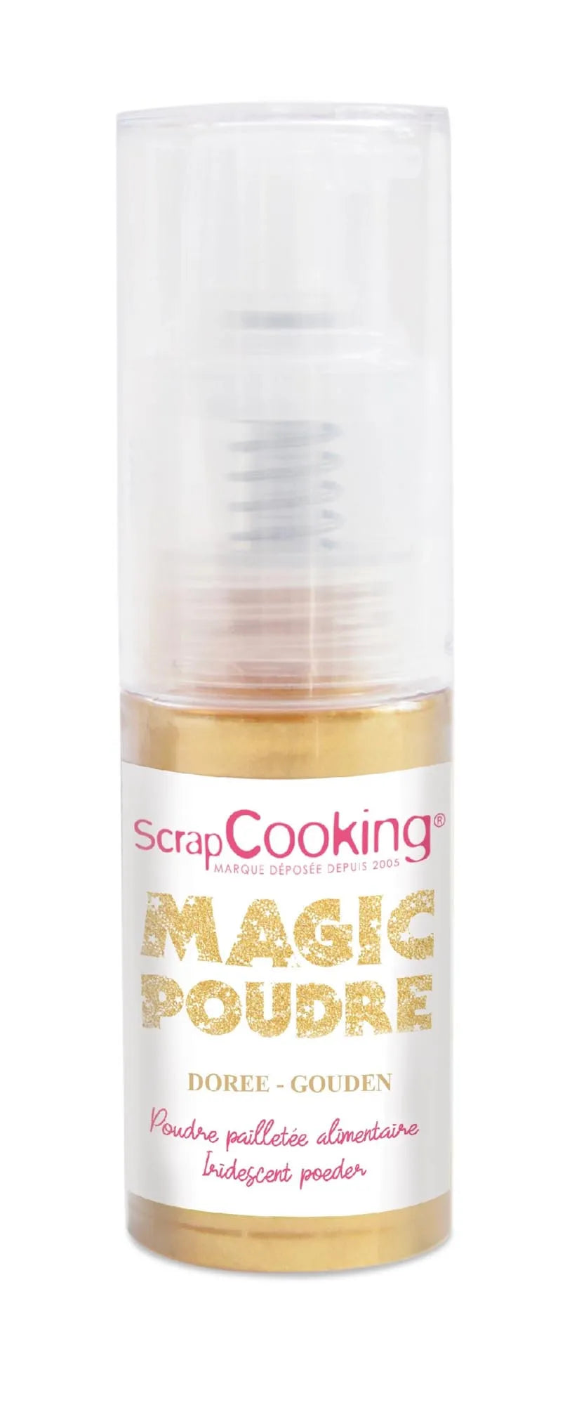 Verleihen Sie Ihren Kreationen mit dem goldenen Magic Powder von Scrap Cooking einen eleganten Glanz. Ideal für Torten & Desserts.