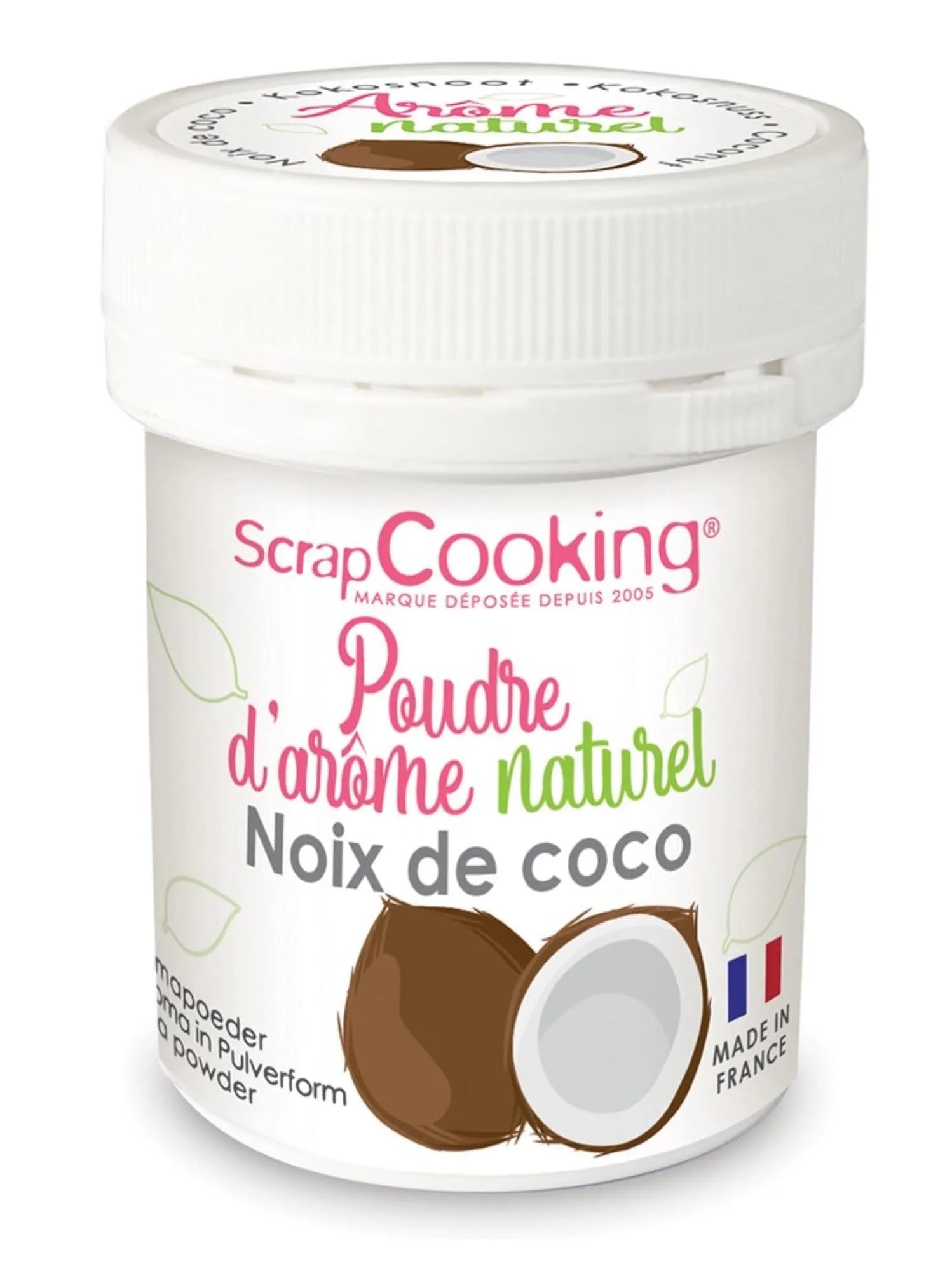 Natürliches Kokosnuss-Farbpulver von Scrap Cooking: Verleiht Backwaren und Desserts intensive Farbe und köstliches Aroma. Glutenfrei & vegan.