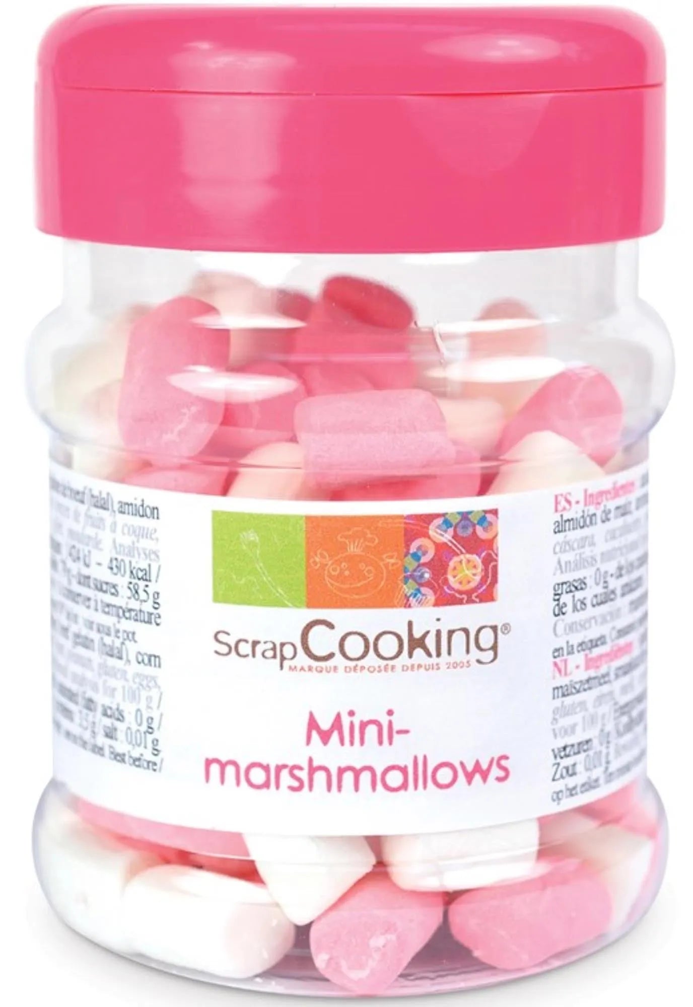 Mini Marshmallows von Scrap Cooking: Süß, fluffig, ideal für Desserts, Kuchen, heiße Schokolade. 40g Packung, ohne künstliche Farbstoffe.