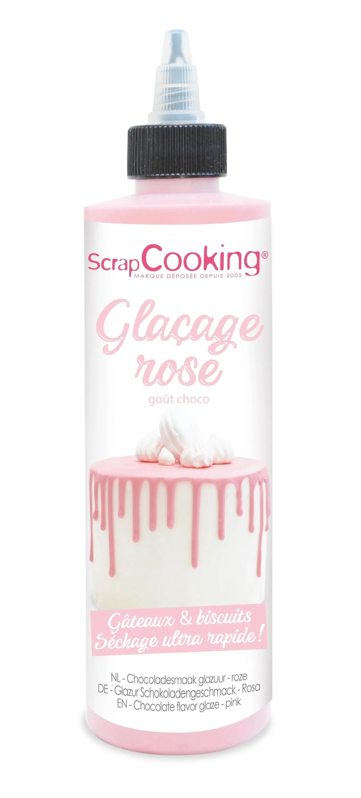 Rosa Schokoladenglasur für Drip Cakes, 130g. Intensiver Geschmack, ideal für kreative Backkunst. Perfekt für Kuchen und Desserts.