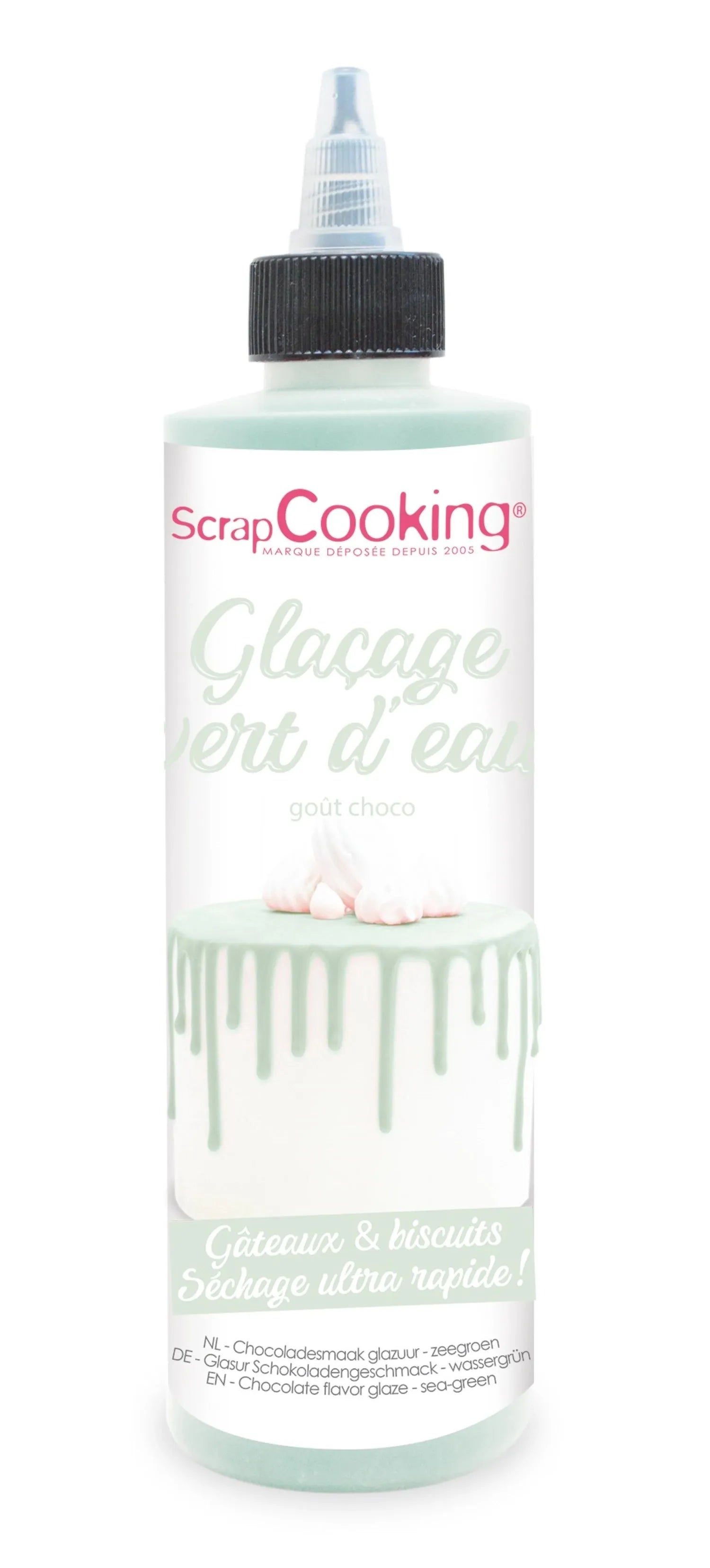 Grüne Schokoladenglasur für Drip Cakes, 130g. Einfach anzuwenden, für glänzende, köstliche Ergebnisse. Perfekt für jeden Anlass!