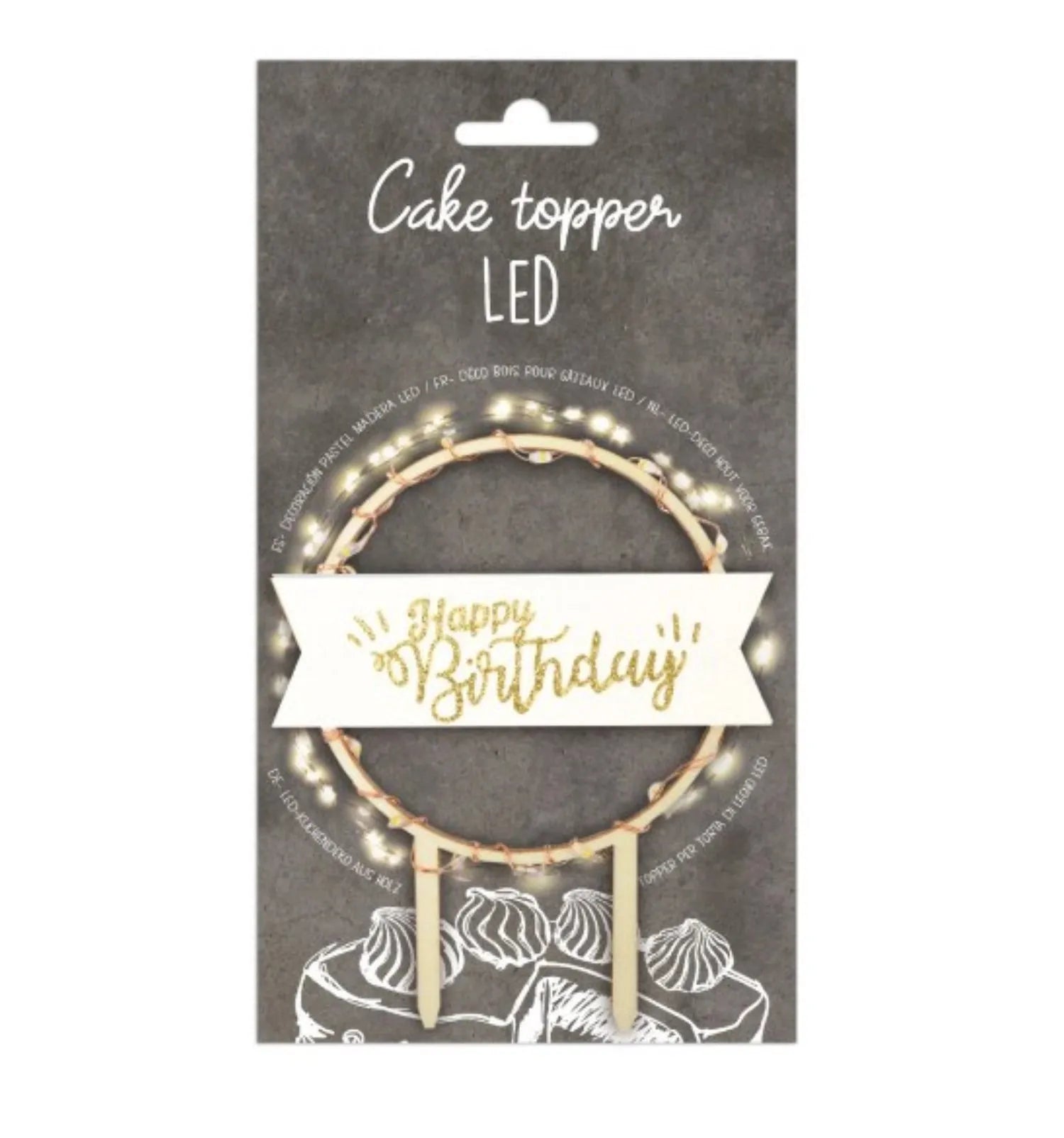 Cake Topper mit LED-Beleuchtung Happy Birthday