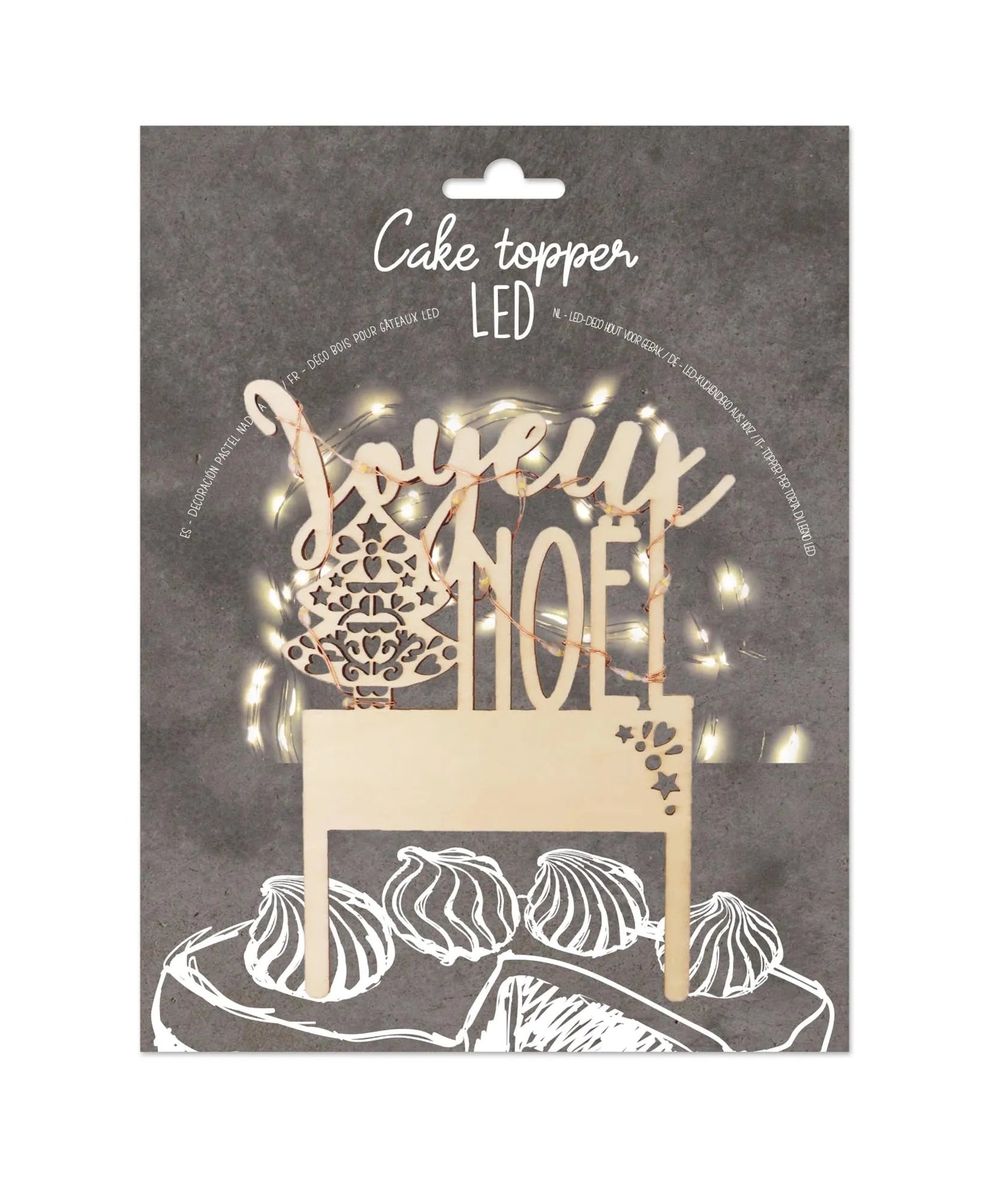 Cake Topper mit LED-Beleuchtung Merry Christmas