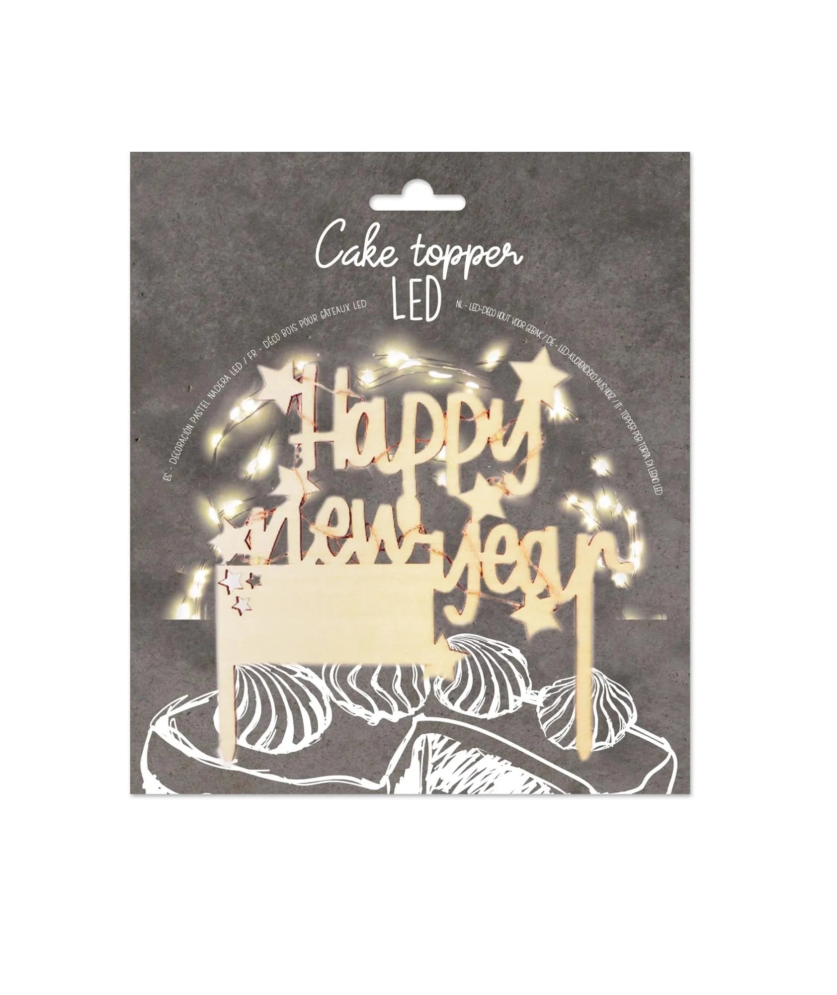 Cake Topper mit LED-Beleuchtung Happy New Year - KAQTU Design