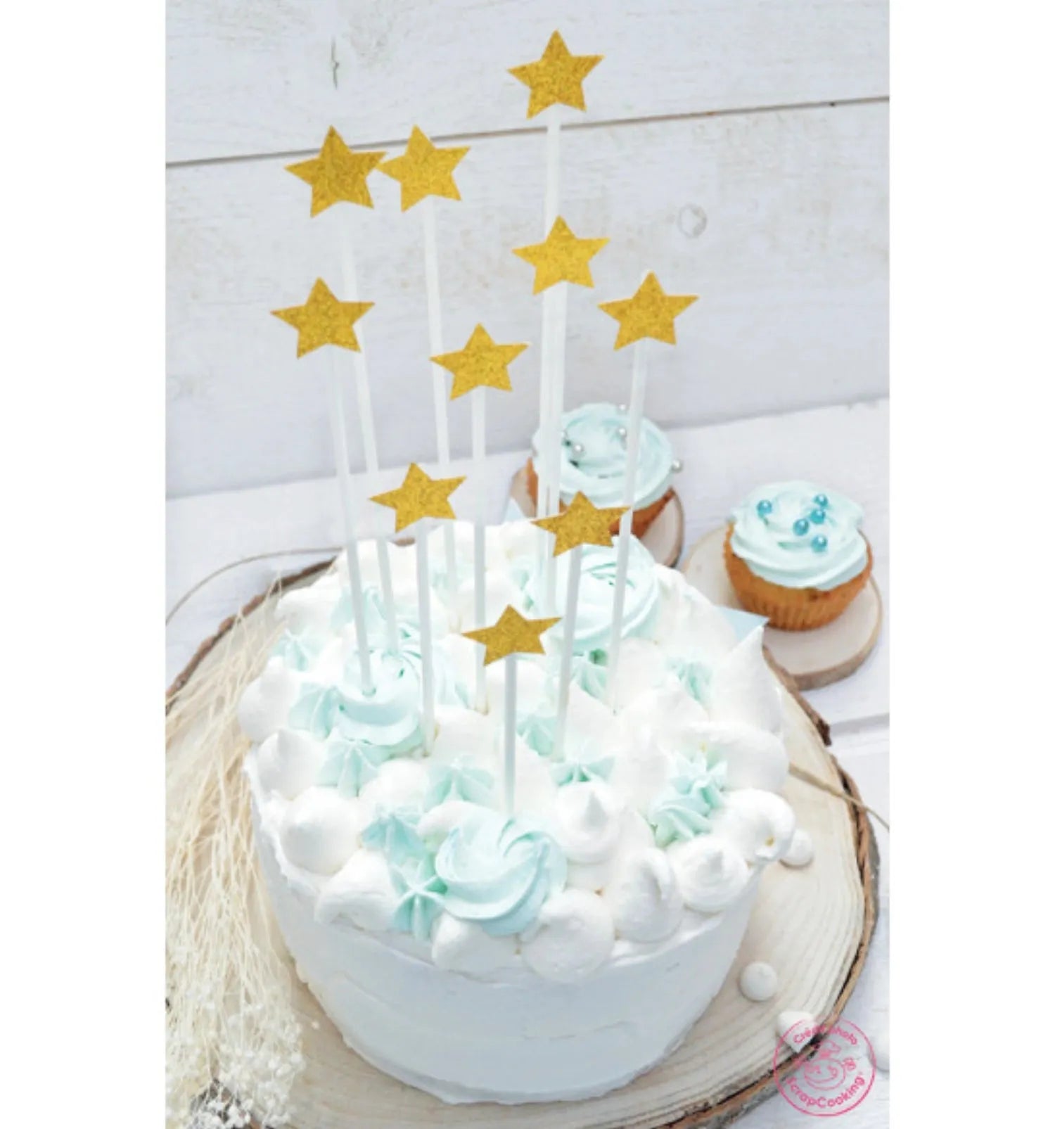 10er Set Cakes Toppers goldene Sterne