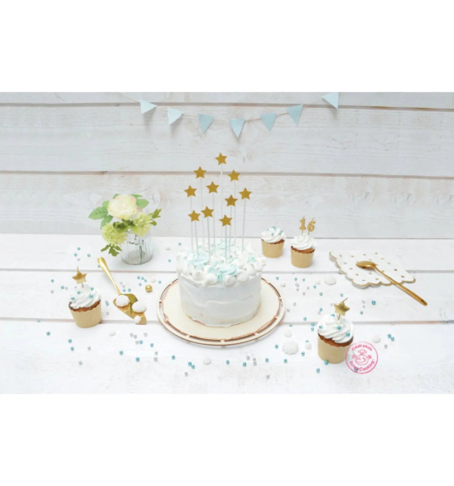 10er Set Cakes Toppers goldene Sterne