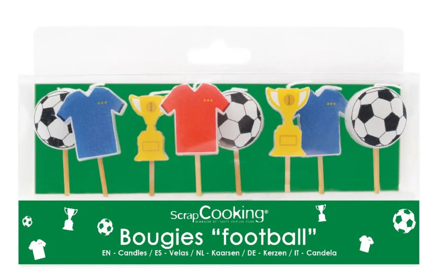 8tlg. Set Kerzen Fussball von Scrap Cooking: Perfekt für Fussballfans, lange Brenndauer, ideal für Partys und als Geschenk.