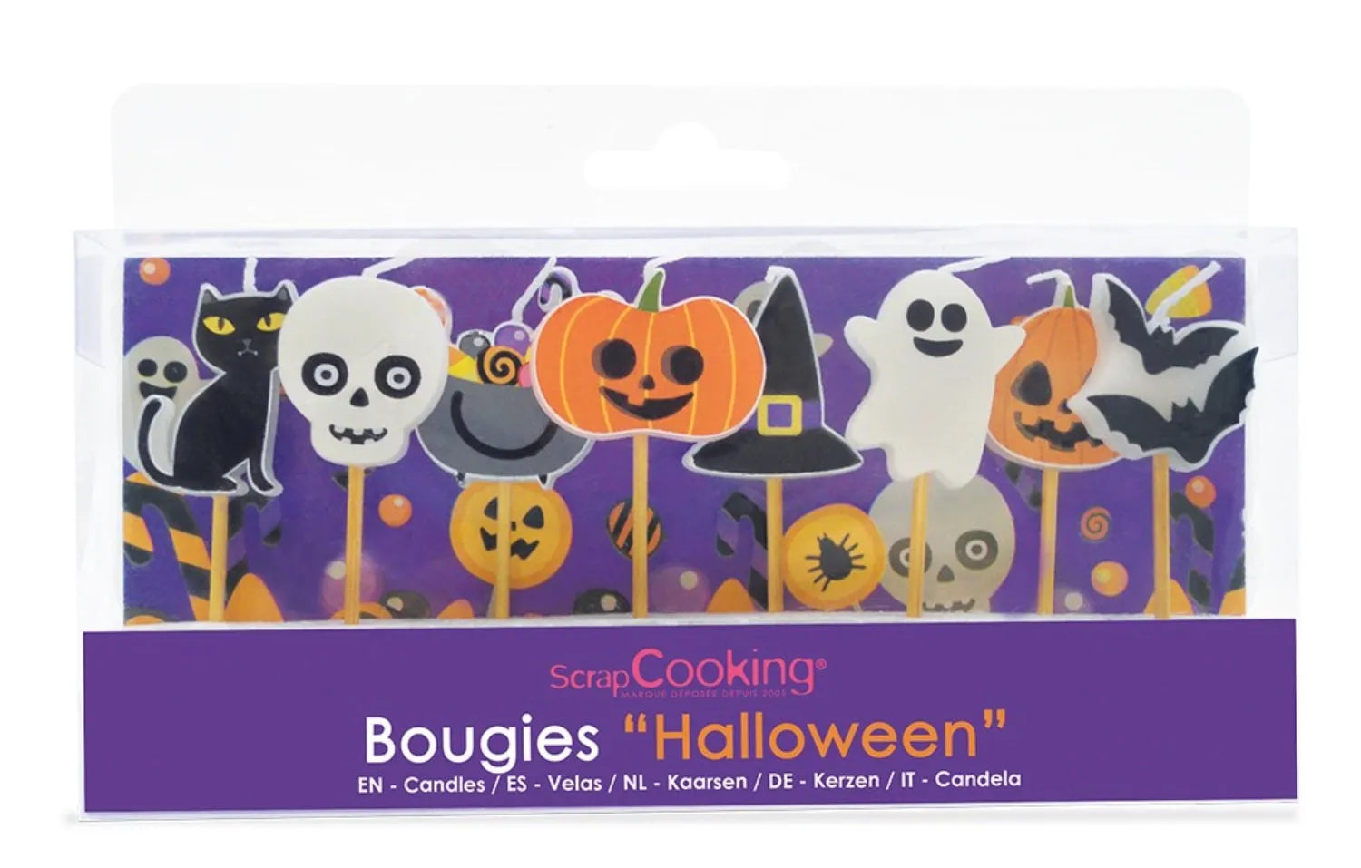 8 Halloween-Kerzen von Scrap Cooking: Hochwertiges Wachs, sauberes Brennen, ideal für gruselige Deko drinnen & draußen.