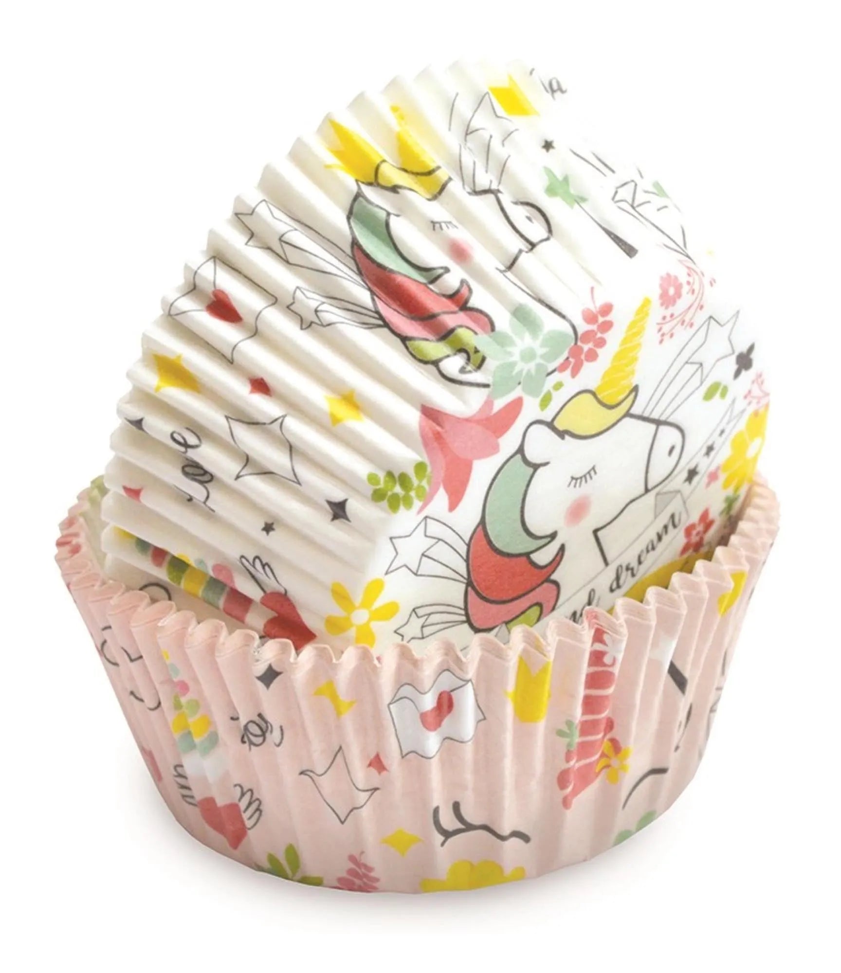 36 Stk. Cupcake Papierförmchen Einhorn D5/8cm H3cm - KAQTU Design