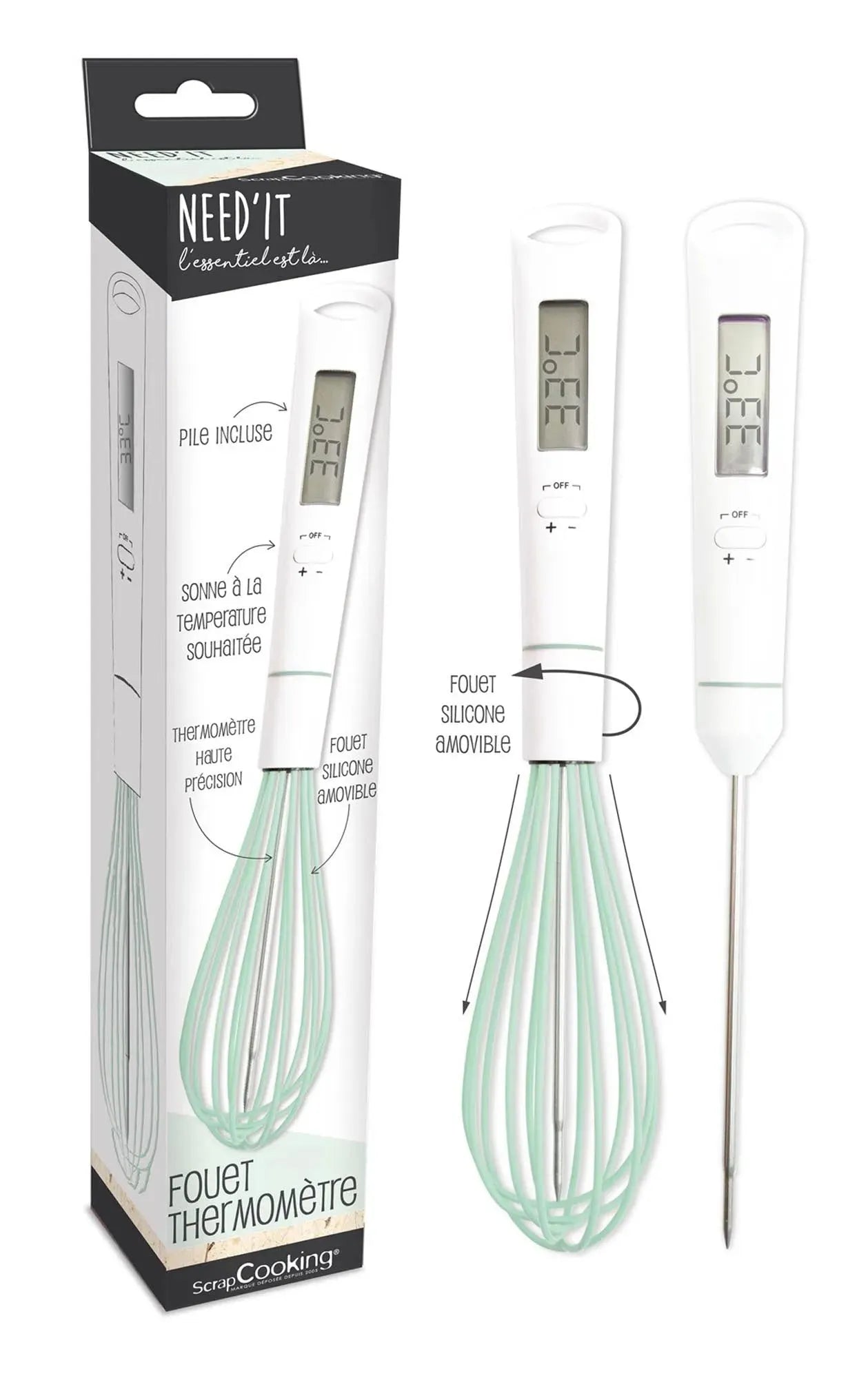 Thermometer-Schneebesen: Edelstahl, präzise Temperaturkontrolle, spülmaschinenfest, ideal für Schokolade & Saucen.