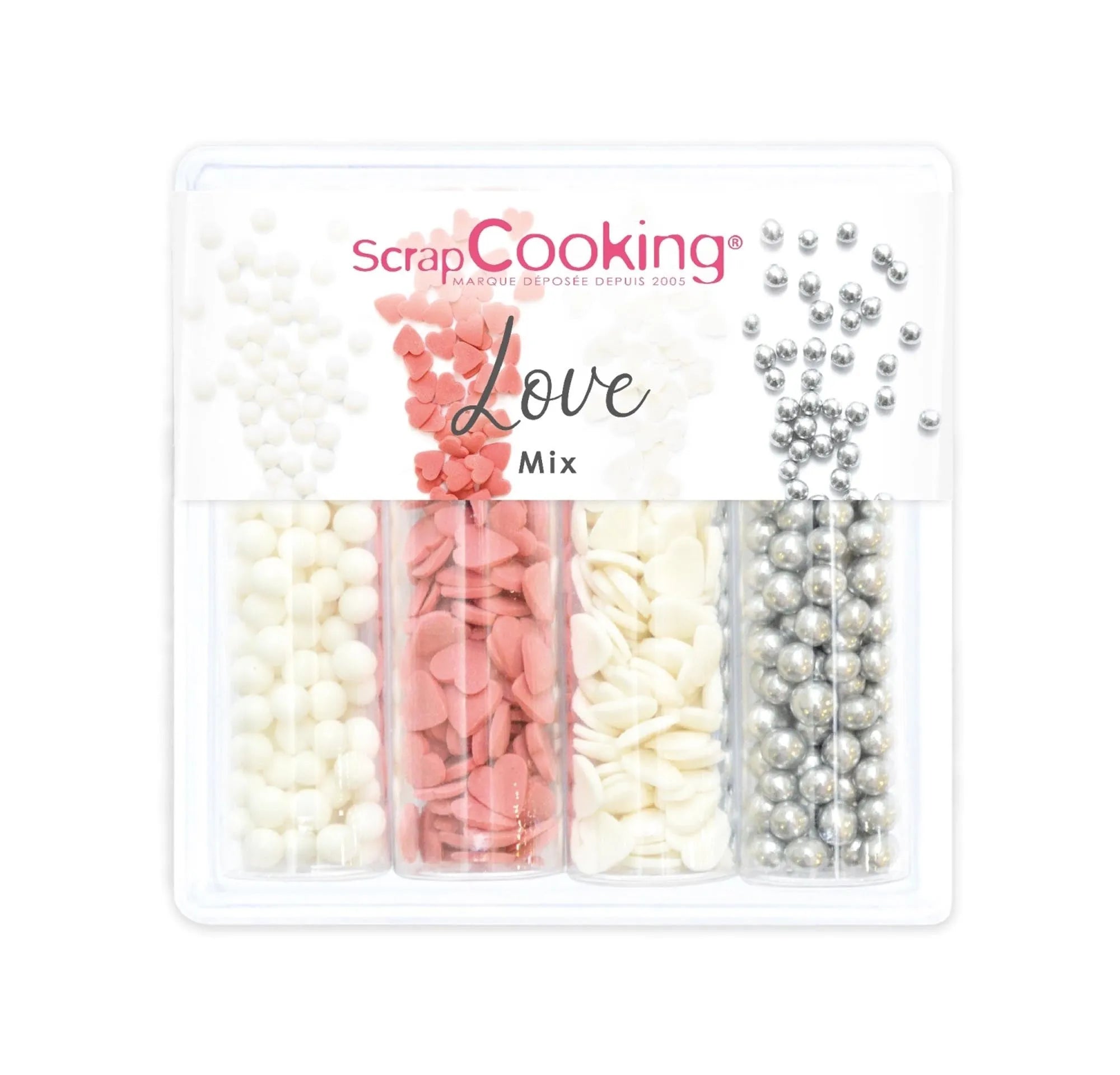 Verleihen Sie Ihren Backkreationen mit dem 4er Set Zuckerdekors Love Mix von Scrap Cooking eine süße, romantische Note. Perfekt für Valentinstag!