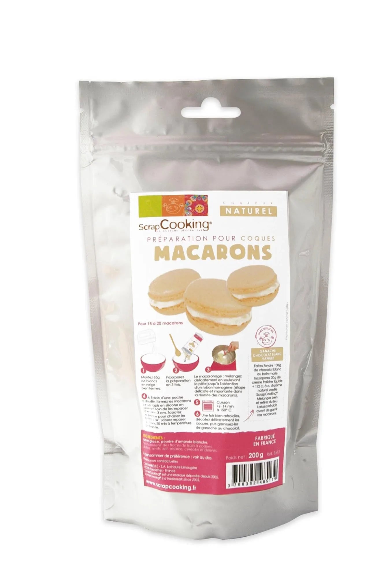 Fixteig Macarons Naturel 200g von Scrap Cooking: Hochwertige Backmischung für perfekte Macarons. Ideal für Anfänger und Profis. Einfach und lecker!