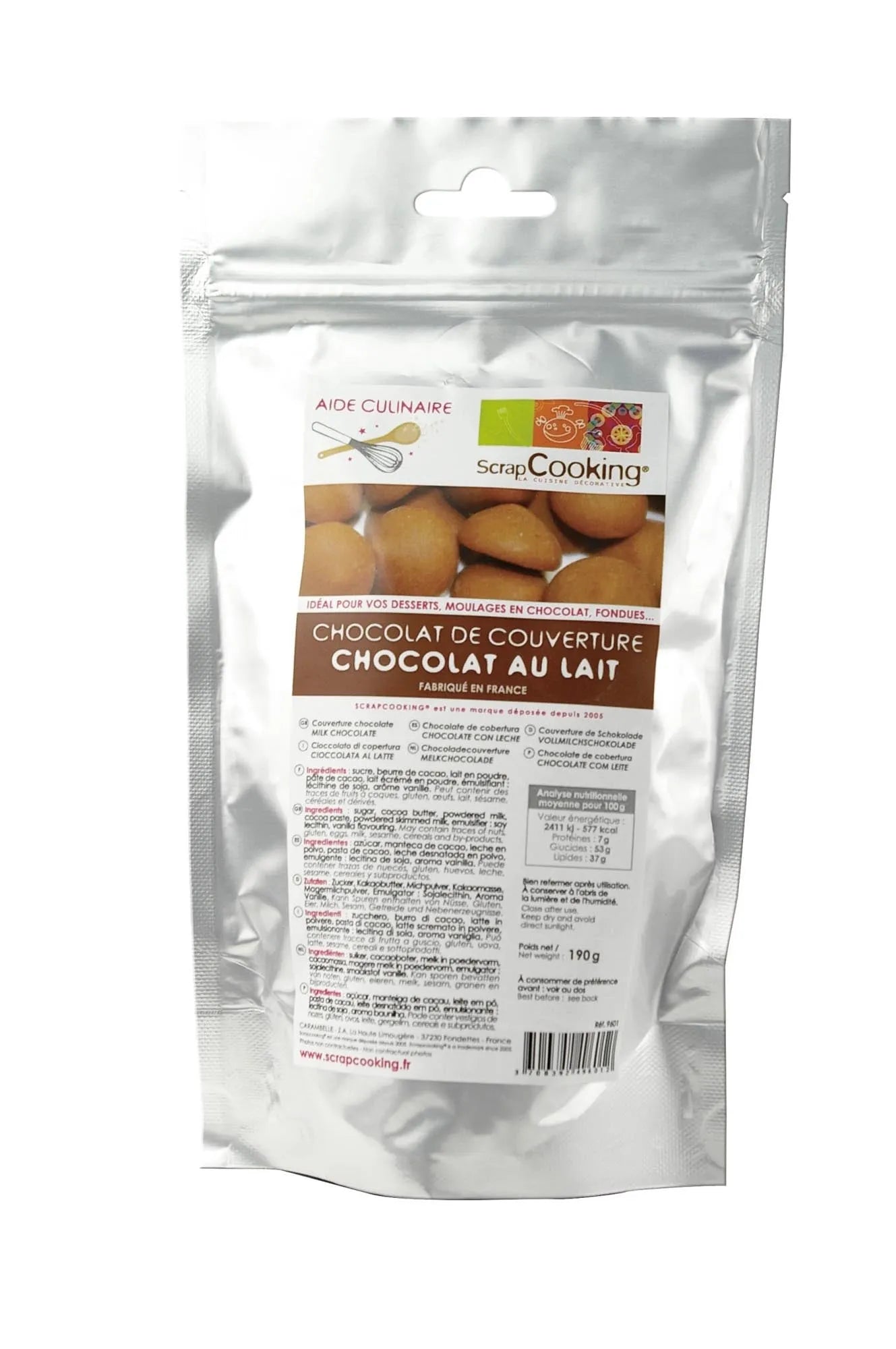 Schokoladenkouverture Au Lait 190g