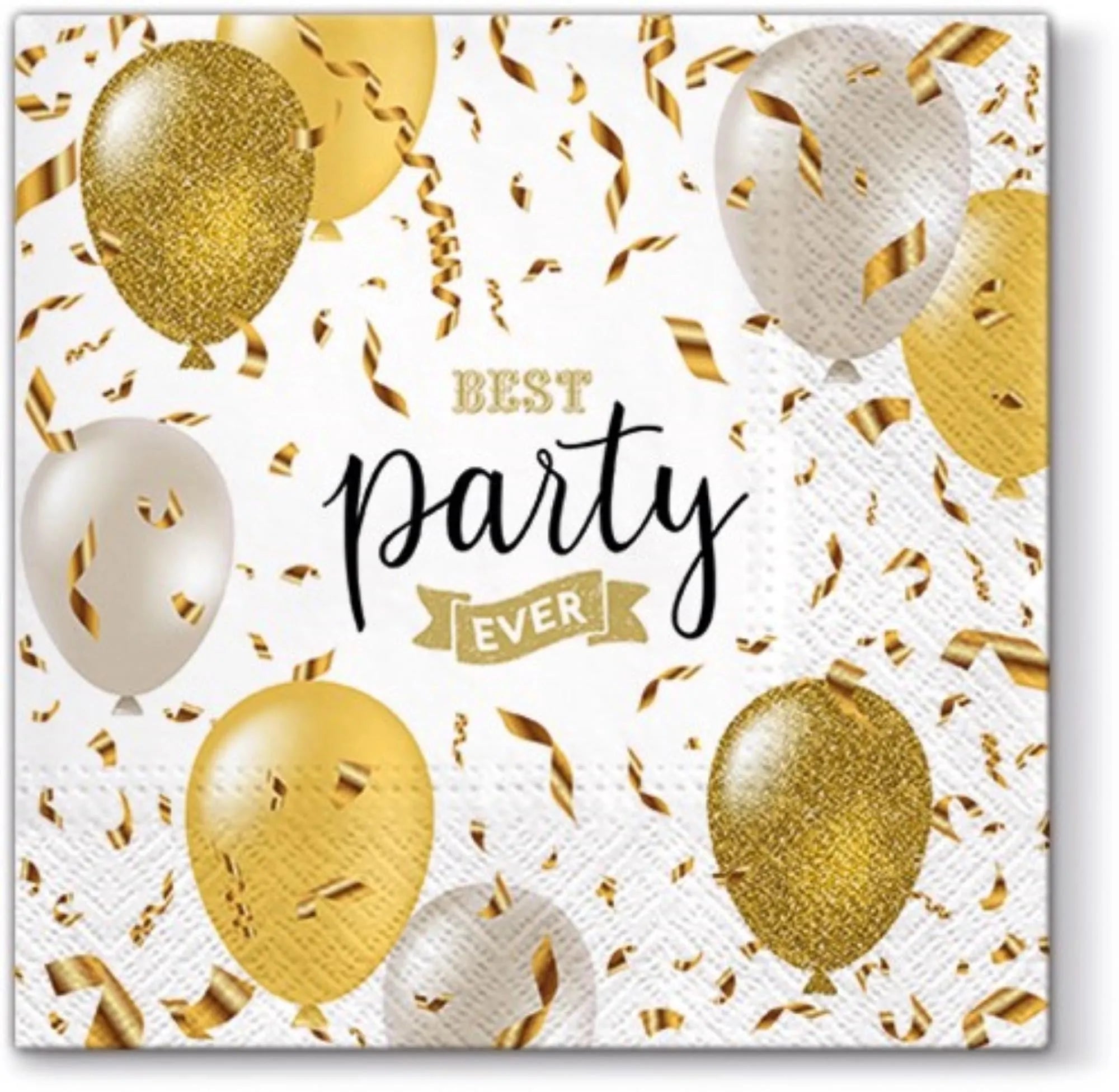 Servietten Lunch 20x Party Ballons, gold/weiss 33x33cm - KAQTU Design