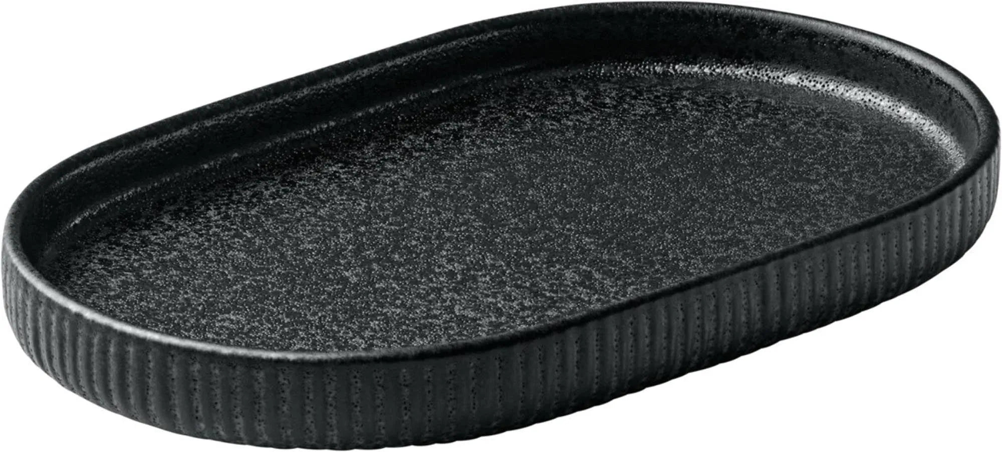 Playground Nara Platte oval Relief schwarz 18cm - KAQTU Design